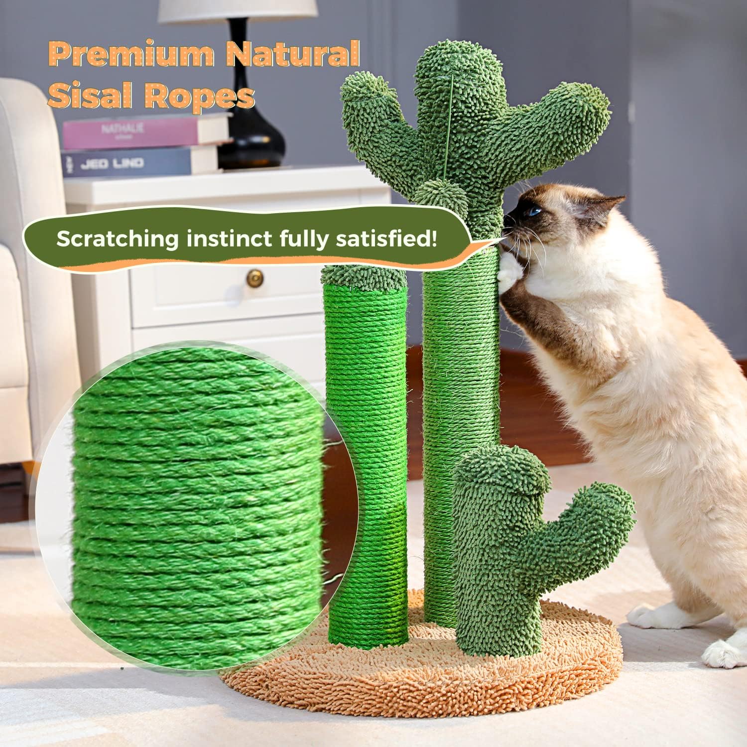 PAWZ Road Cactus Cat Scratching Post 23”Cat Scratcher with Toy Ball