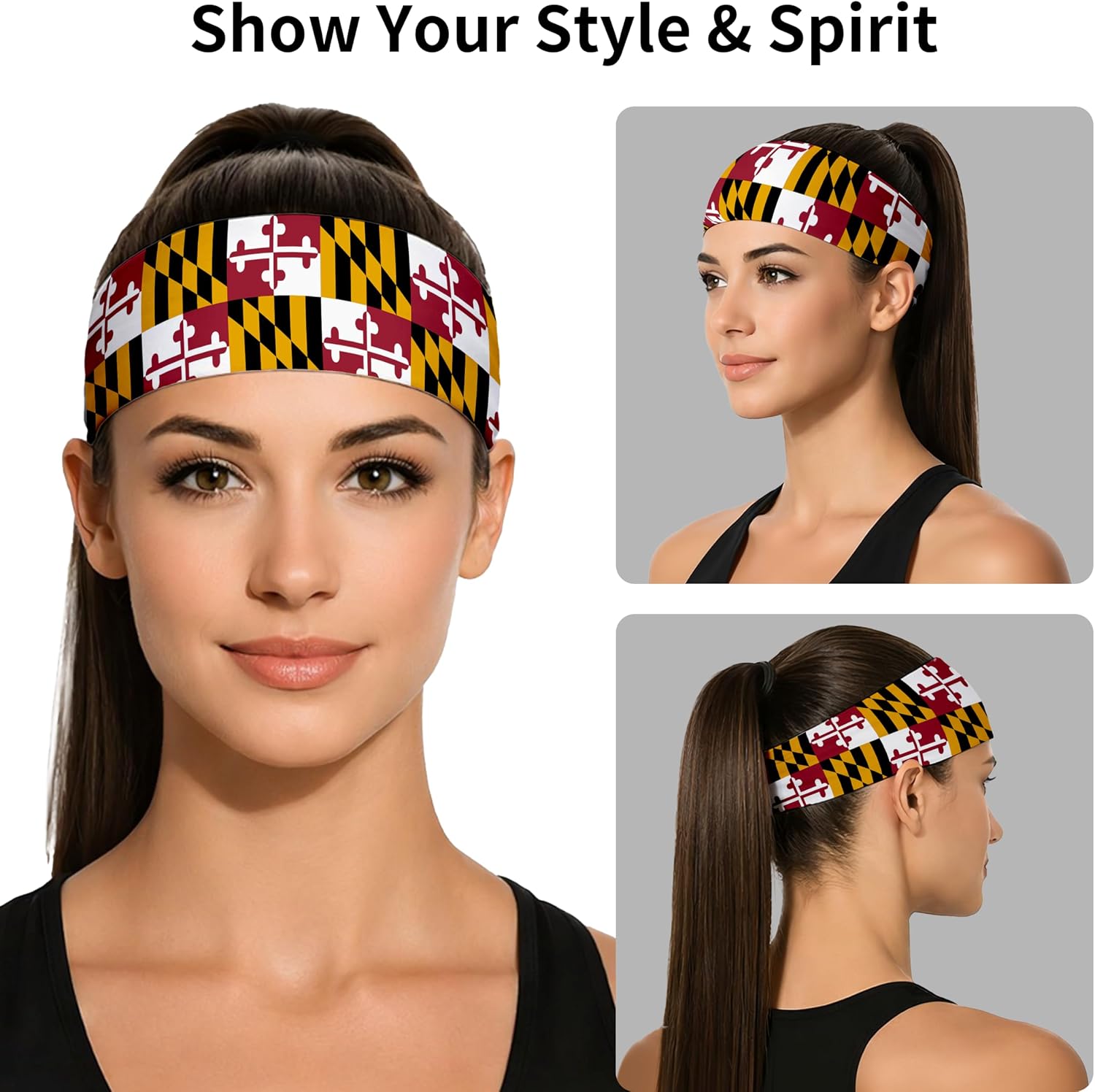 Sports Headband for Women Men,Flag Pattern Workout Head Band,Sweat Bands,Women Running Cycling Yoga Fitness,WorkoutSports Gift