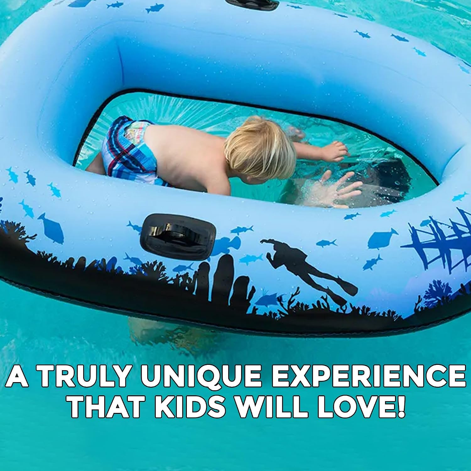 Aquavue Clear Bottom Inflatable Raft with Viewing Window | Transparent-bottom float for underwater viewing, kids and adults