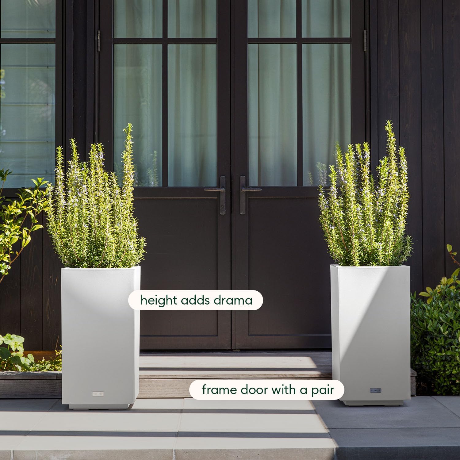 Veradek Block Series Pedestal Planter - Tall Rectangular Outdoor Planter | Made From Durable Plastic Featuring a Removable Insert Bucket. Modern Porch/Patio Décor for Plants and Flowers