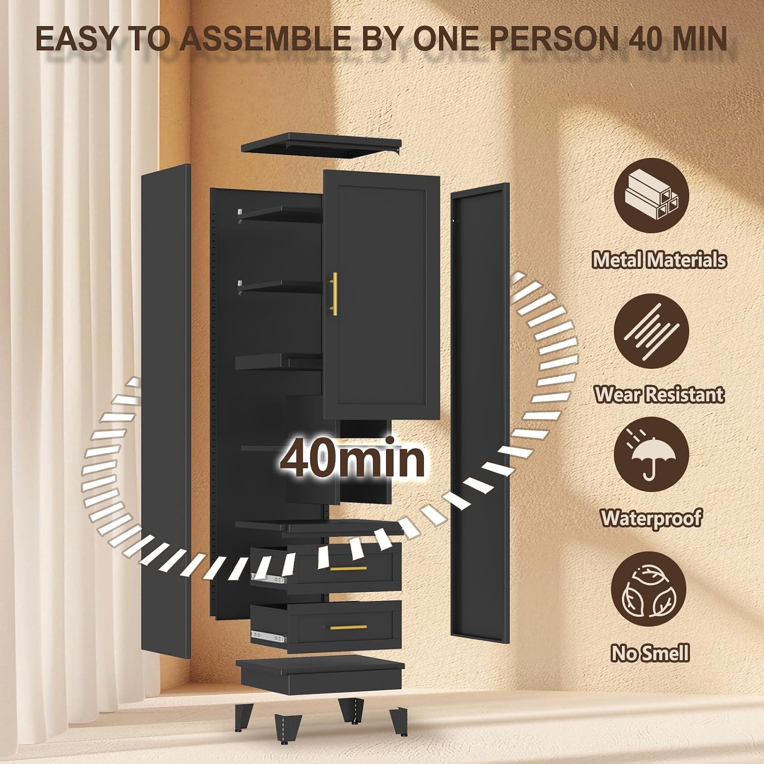 pozdeg 67" Tall Narrow White Metal Storage Cabinet | 2 Doors, 4 Adjustable Shelves, Freestanding Slim Pantry Organizer for Bathroom Kitchen Living Room