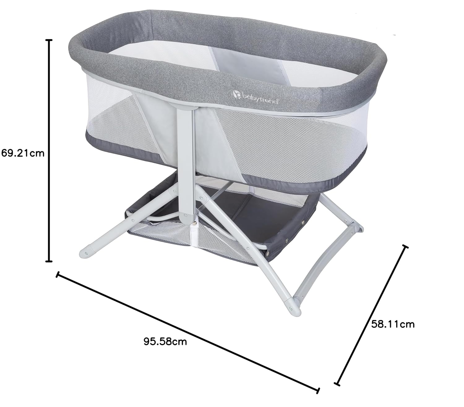 Baby Trend Quick-Fold 2-in-1 Rocking Bassinet, Shadow Stone Gray