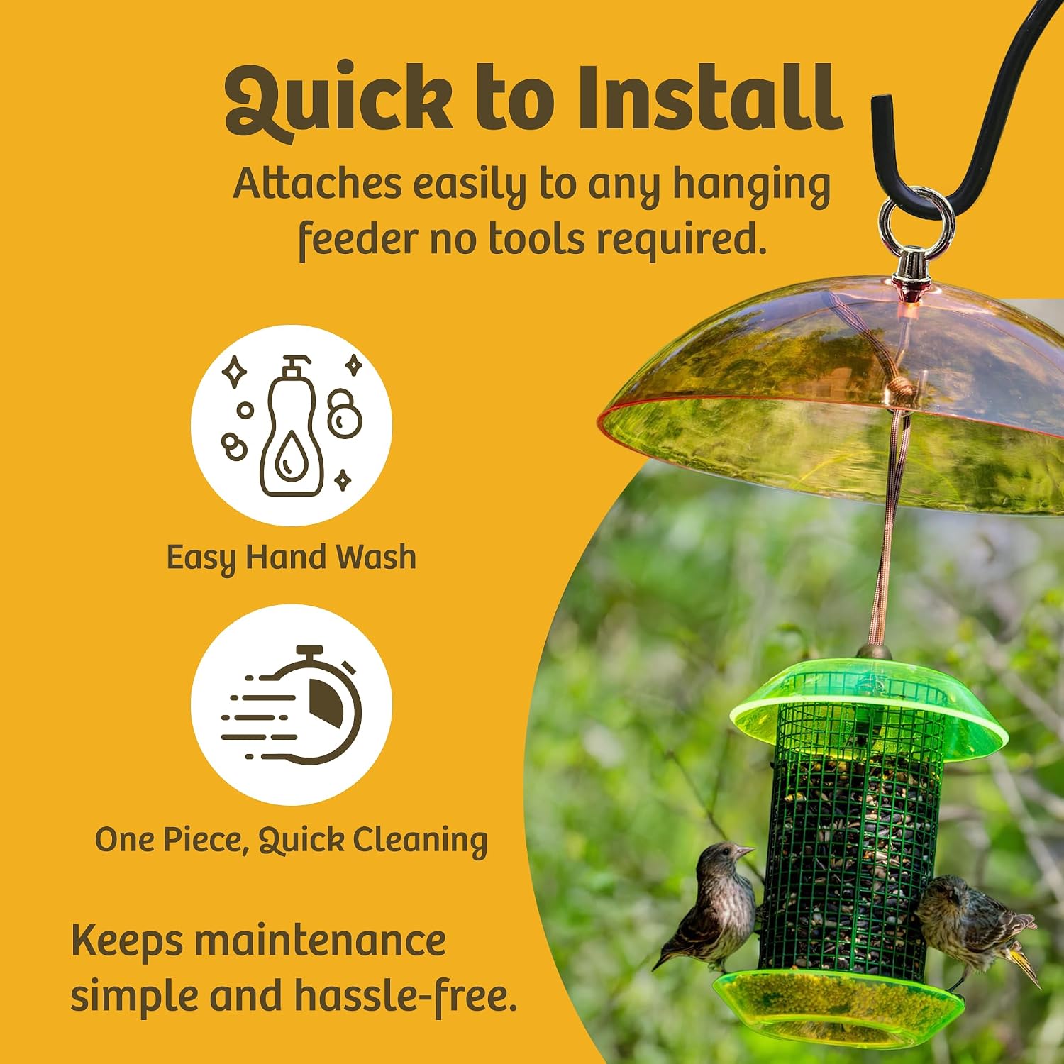 Birds Choice Red Bird Feeder Dome | 10.5" Rain Guard Cover for Hanging Bird Feeders | Outdoor Weather Guard to Help Keep Seed Dry | Domed Acrylic Outdoor Weather Guard for Hanging Feeders to Keep Seed Dry, Heavy-Duty Chrome-Plated Hanger and Hook
