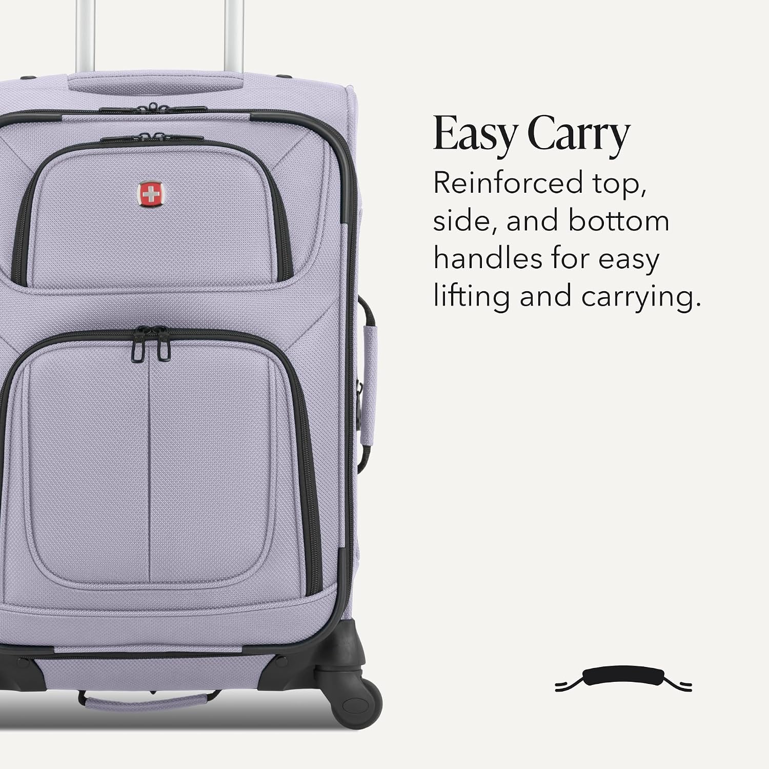 SWISSGEAR Sion Carry-On Spinner Luggage, Softside Expandable, Lightweight Suitcase, Dark Grey, 22.75-Inch