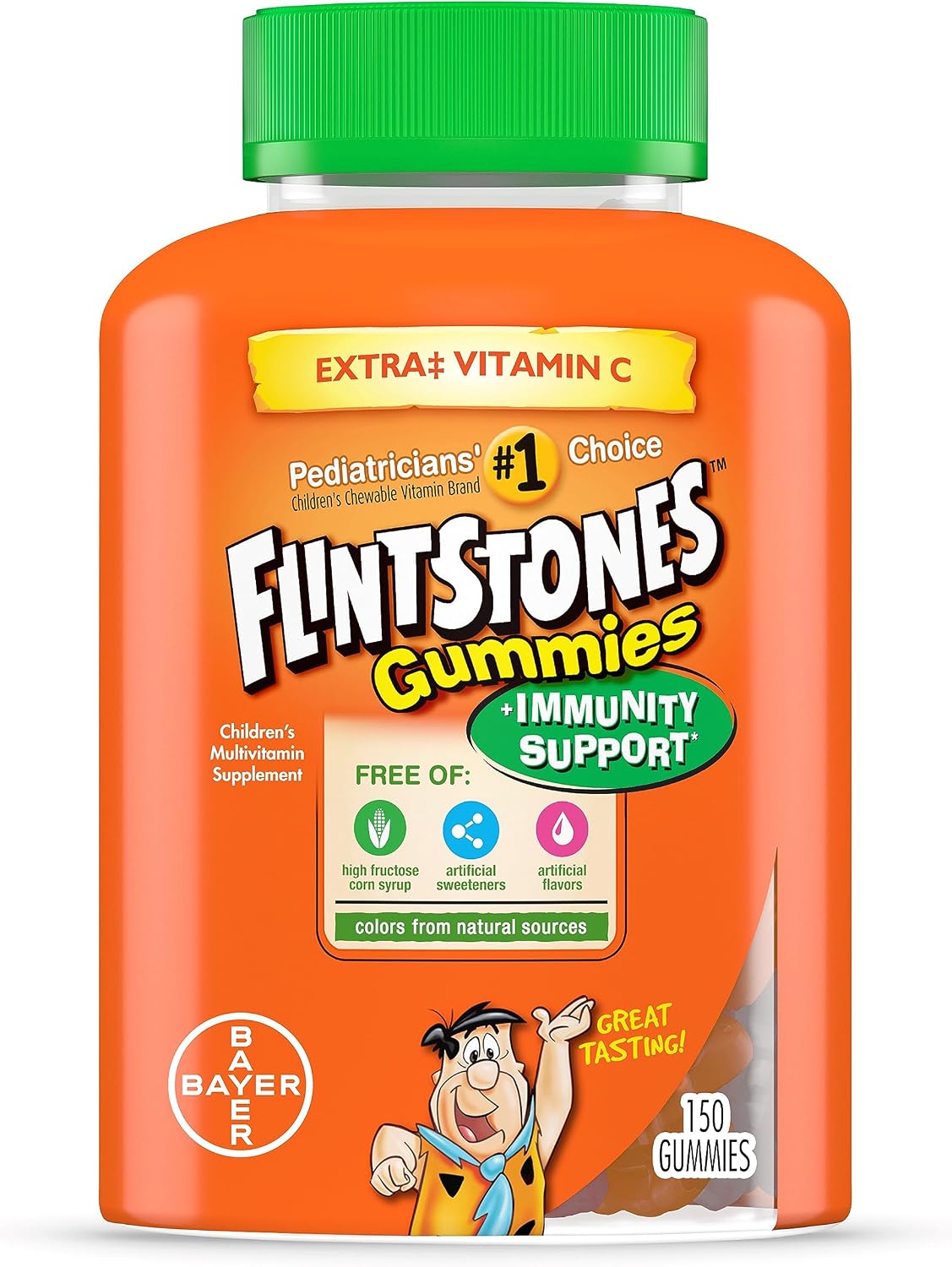 Flintstones Gummies Kids Vitamins with Immunity Support*, Kids and Toddler Multivitamin with Vitamin C, Vitamin D, B12, Zinc & more, Orange 150ct