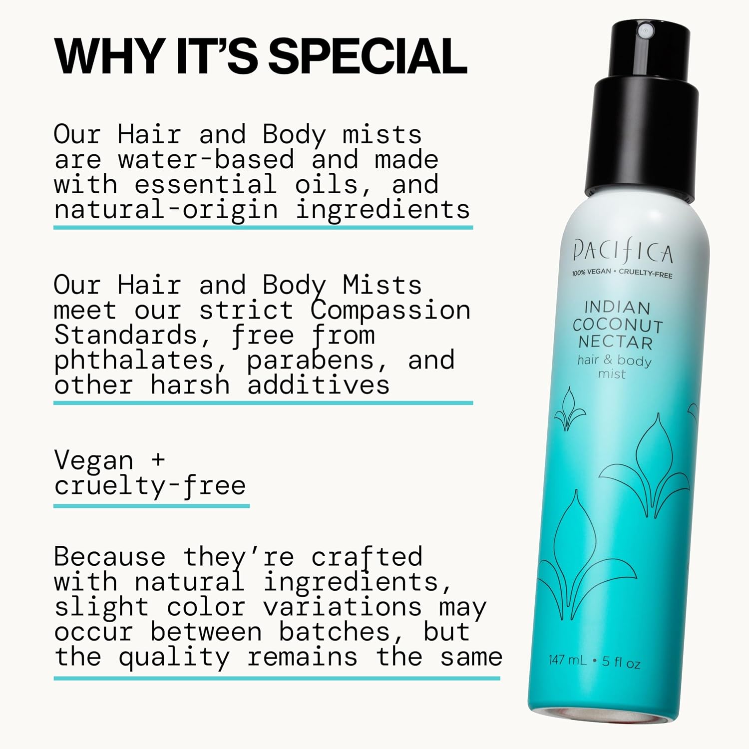 Pacifica Island Vanilla Hair Mist Perfume and Full Body Spray for Women - Fragrance Spray for A Mood-Lifting Experience, Paraben-Free, Clean Beauty No Alcohol, Vegan & Cruelty-Free, 6 oz oz