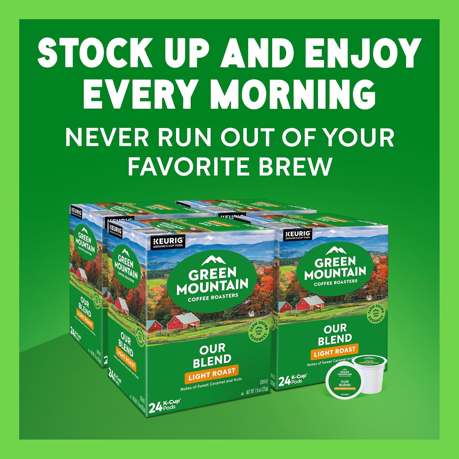 Green Mountain Coffee Roasters Breakfast Blend Single-Serve Keurig K-Cup Pods, Light Roast Coffee, 96 Count