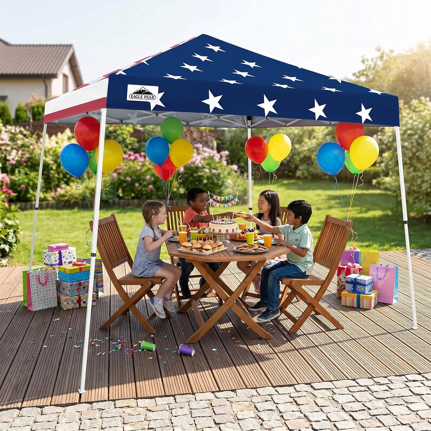 EAGLE PEAK 10x10 Slant Leg Pop Up Canopy Tent, Blue