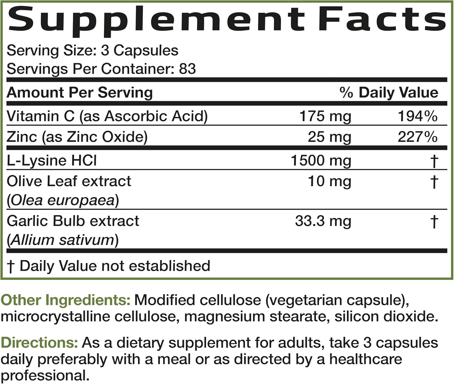 Bronson L-Lysine Defense Immune Support Complex, 1500 mg, 90 Capsules
