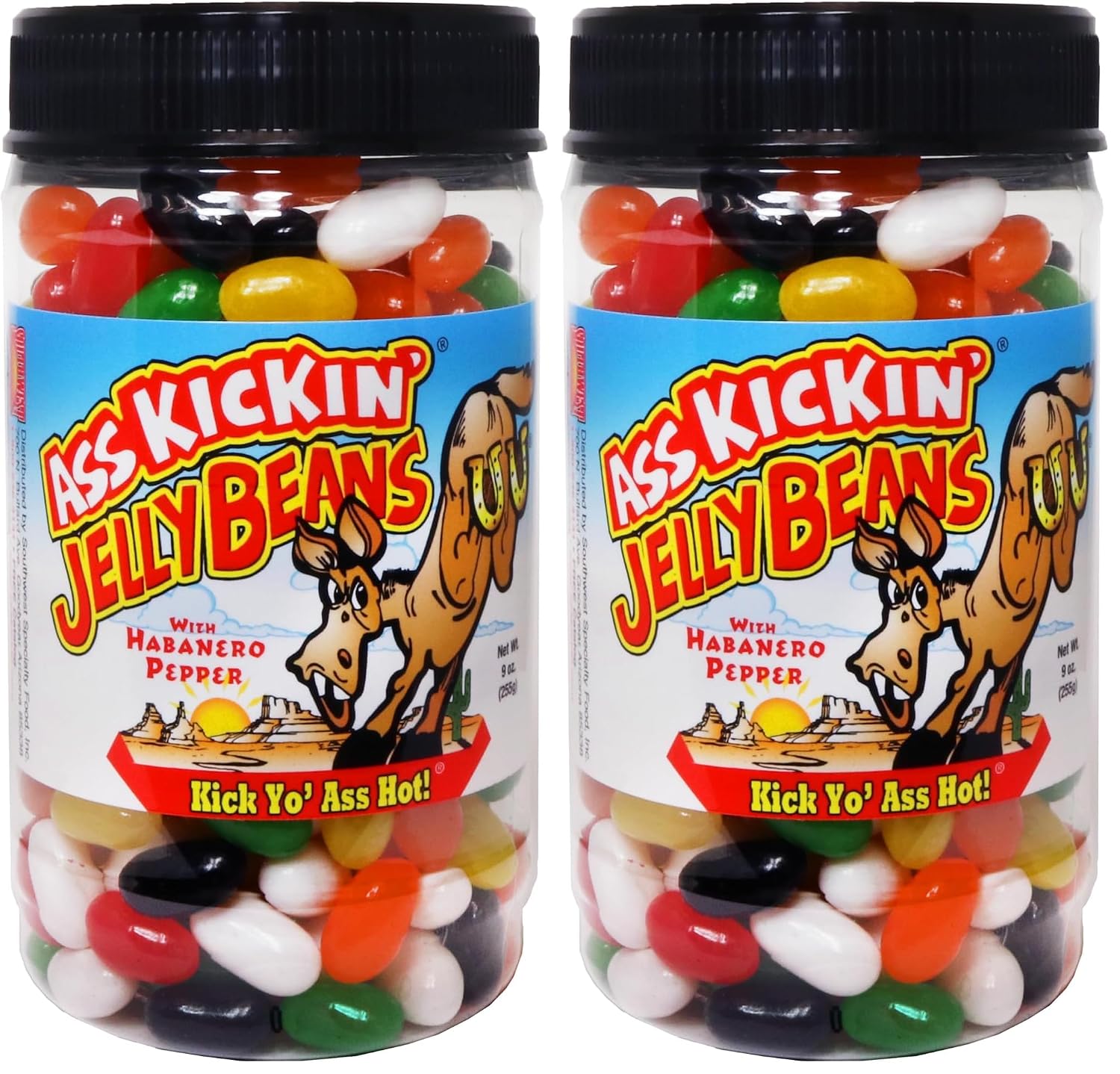 ASS KICKIN’ Hot and Spicy Jellybeans with Habanero Pepper - 9 Oz Resealable Jar - Great for Easter Candy or Food Challenge - Try the Gourmet Spicy Jelly Beans Candy
