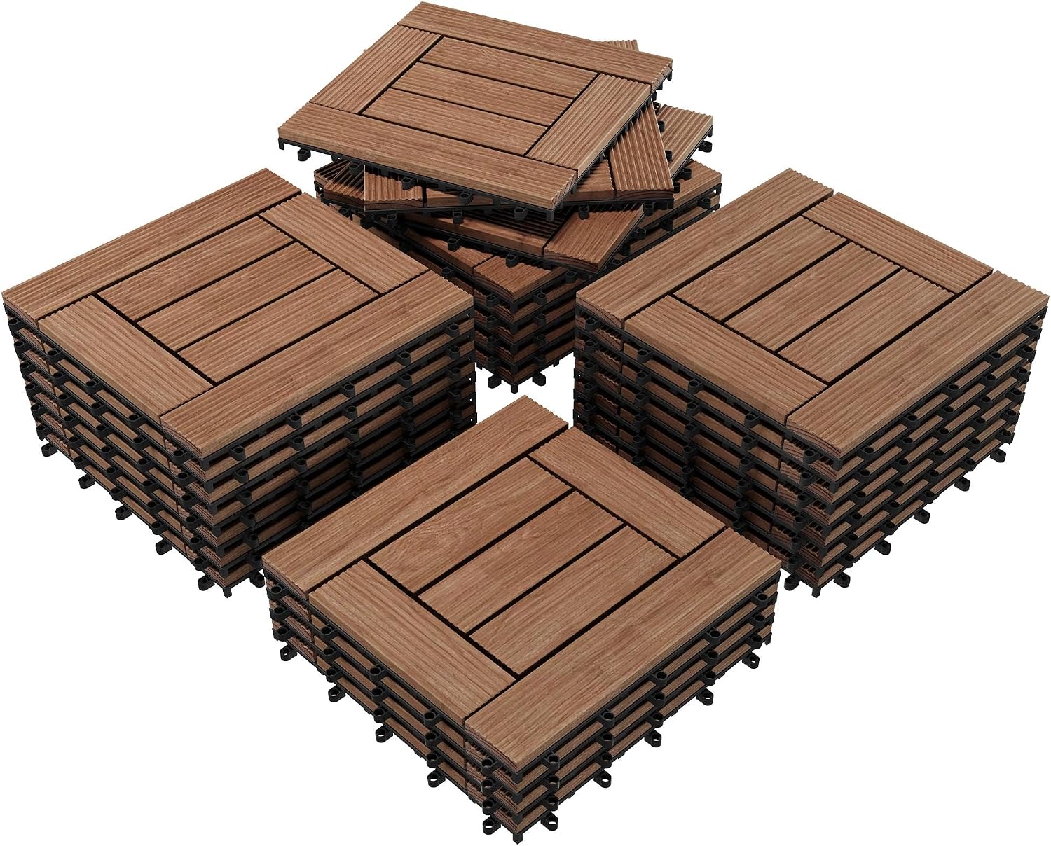 Yaheetech 27PCS Patio Floor Tiles Outdoor Interlocking Deck 12 x 12in,Wood