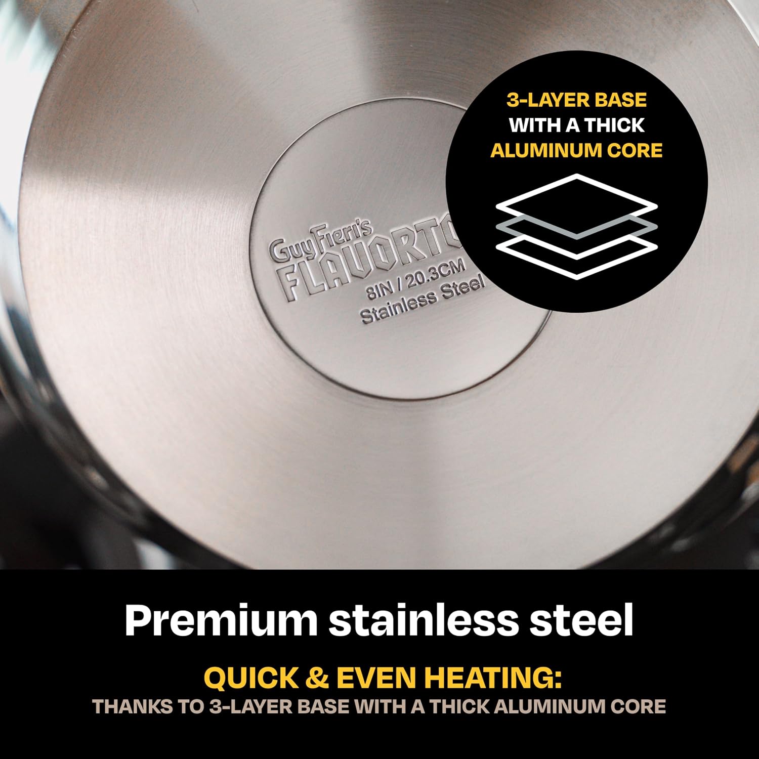 Guy Fieri's Flavortown 10-Piece Stainless Steel Cookware Set | Frying Pans, Saucepans, Saute Pan & Stock Pot, Oven-Safe up to 500F