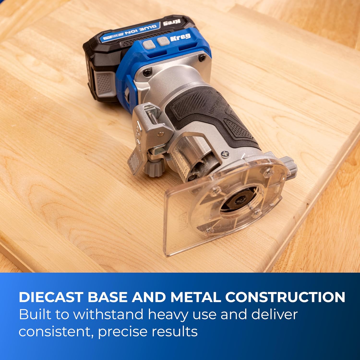 Kreg 20V Ionic Drive 1/4 Inch Trim Router - Cordless 20V for Woodworking - Micro-Adjustment Trim Tool - Dual LED Lights - Precise Electric Handheld