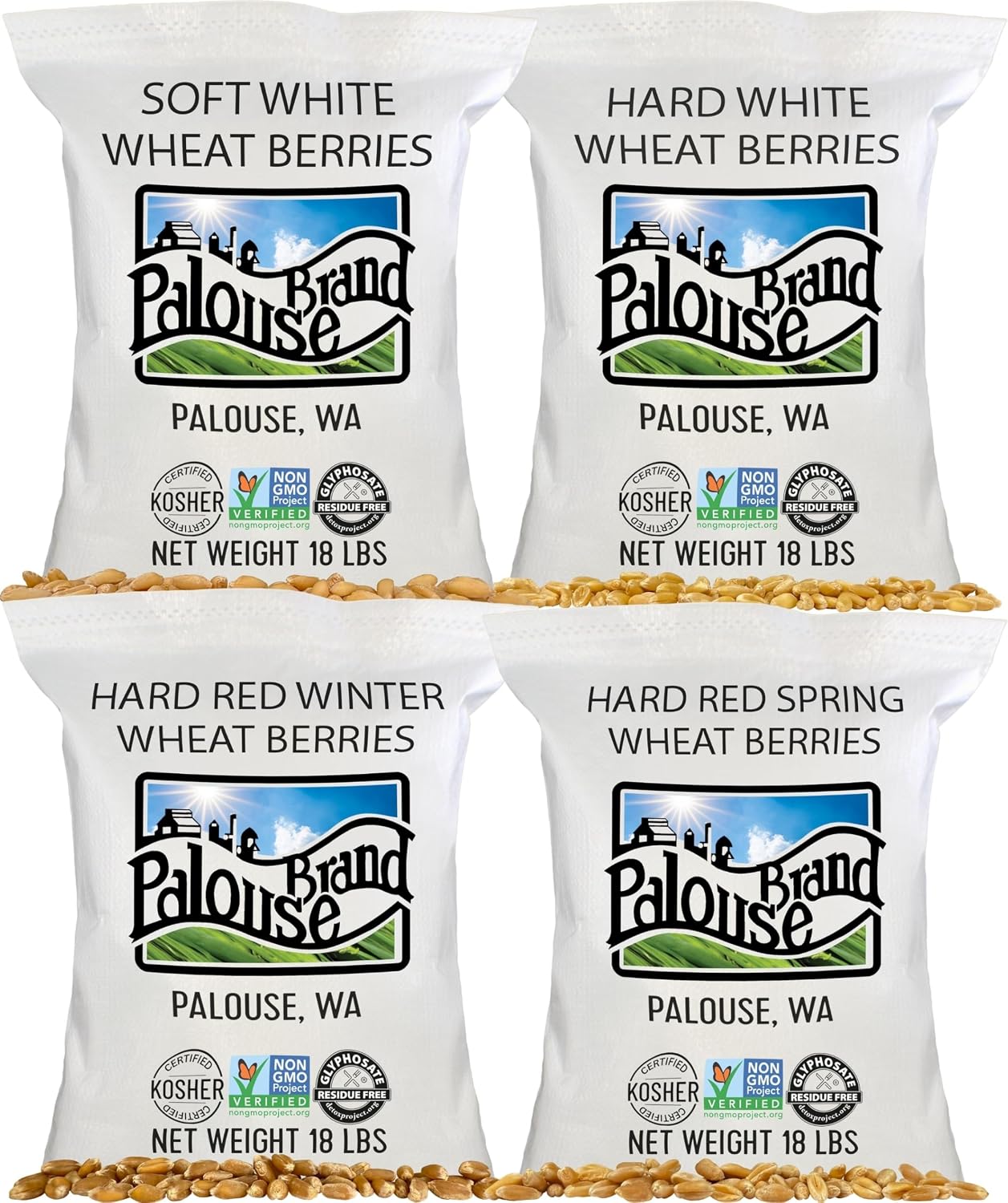 Palouse Brand Certified Glyphosate Residue Free Hard Red Winter Wheat Berries | 5 LBS | Family Farmed in Washington State | Non-GMO Project Verified | Certified Kosher Parve