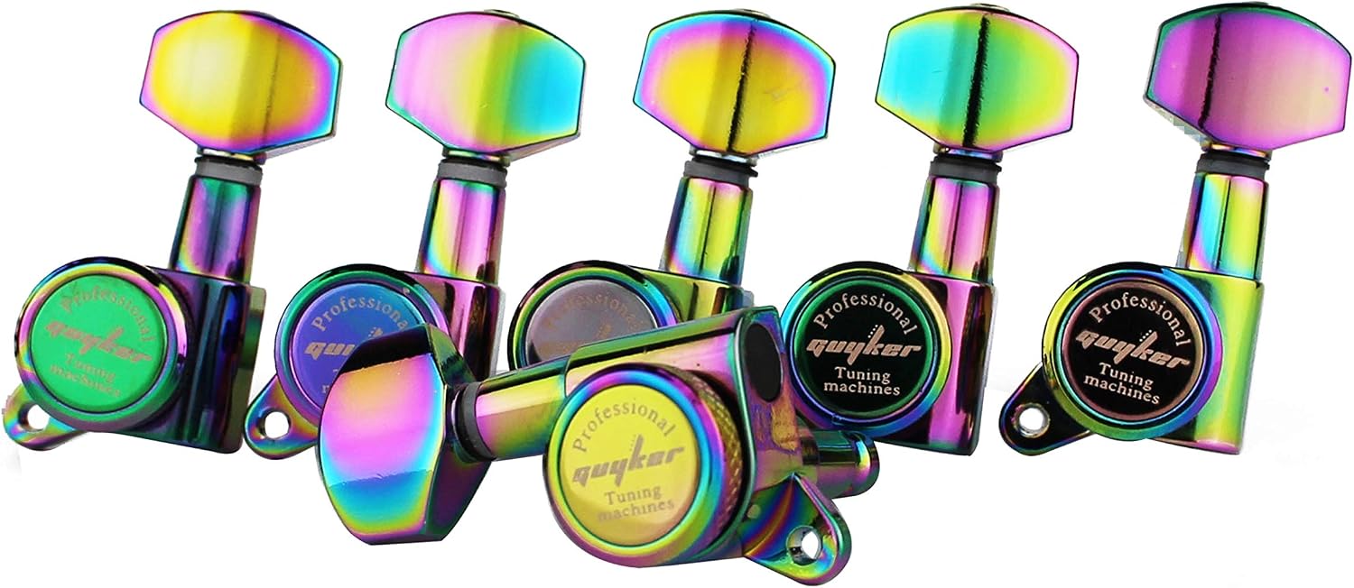 Guyker Guitar Locking Tuners (6 for Right) - 1:18 Lock String Tuning Key Pegs Machine Head with Hexagonal Handle Replacement for ST TL SG LP Style