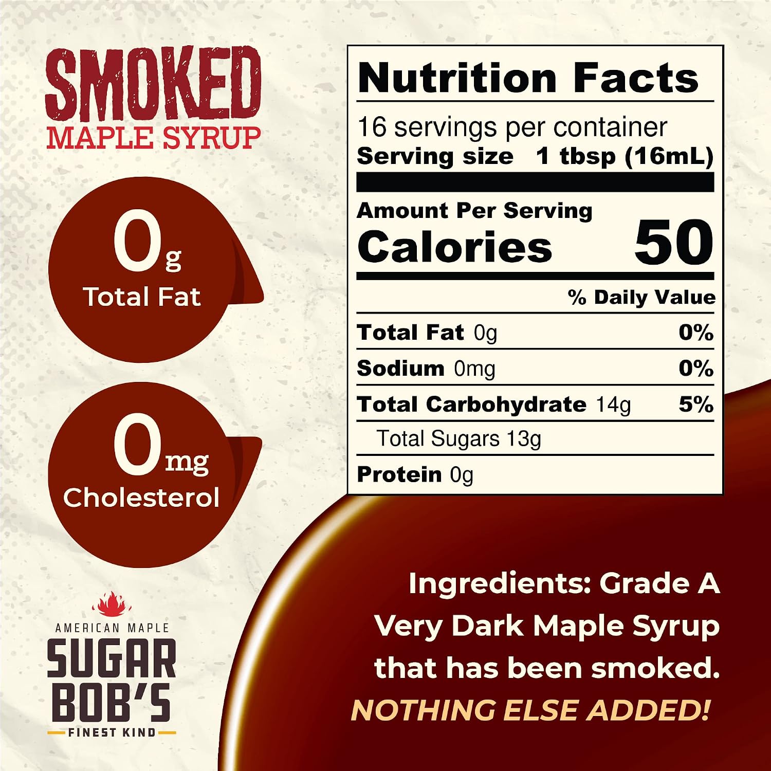 Sugar Bob’s Finest Kind - Smoked Maple Syrup, 8.45 fl oz (1 pk) | Real Maple Syrup Infused with Wood Smoke, Adds Flavor to Dishes, For the Bar