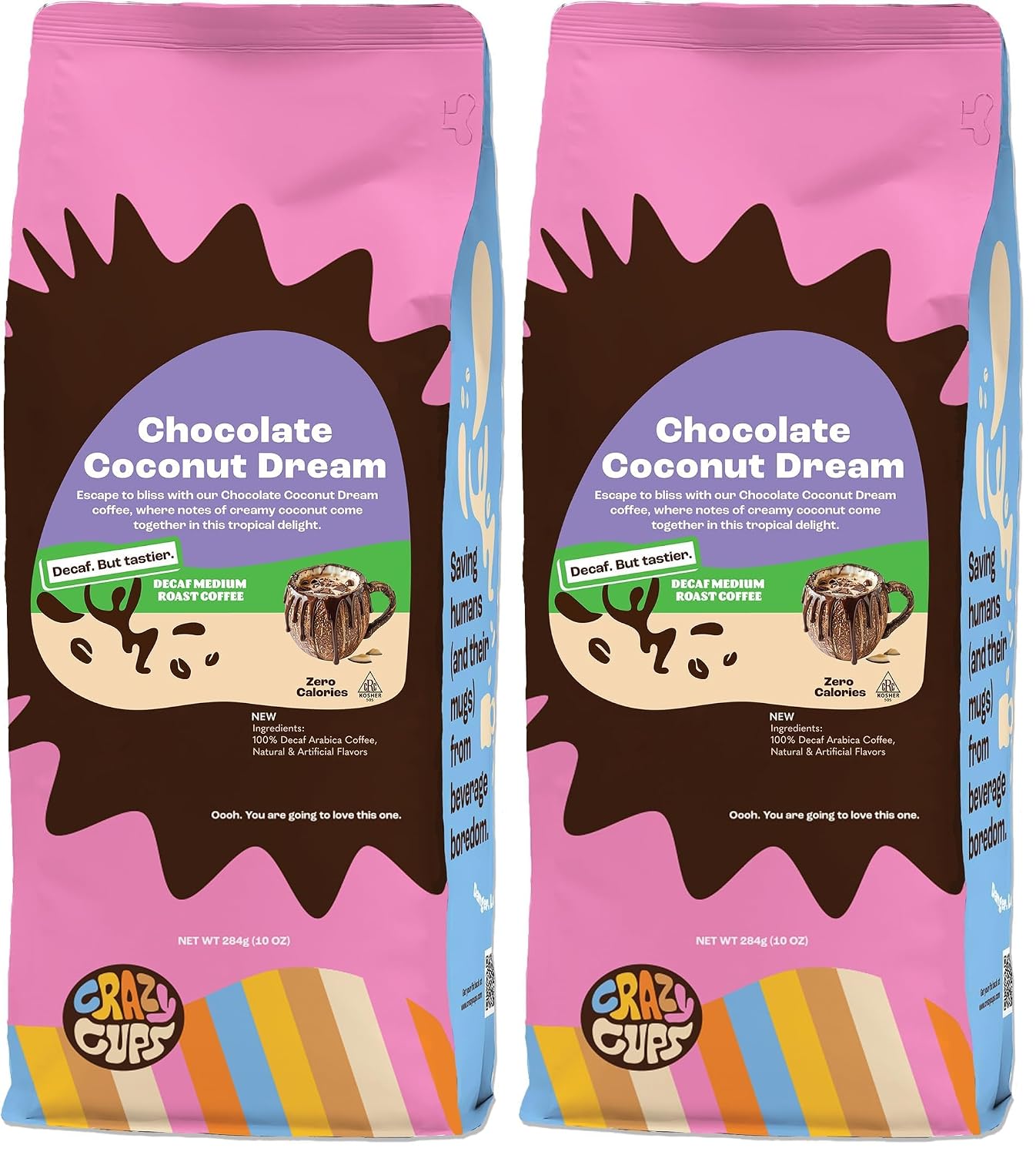 Crazy Cups Flavored Ground Coffee, Cinnamon French Toast, in 10 oz Bag, For Brewing Flavored Hot or Iced Coffee