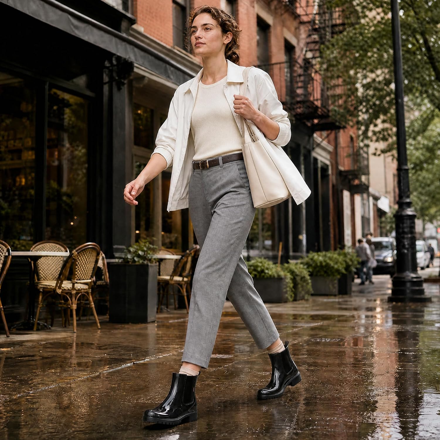 planone Cute Short Rain Boots for Women, Waterproof Chelsea Ankle Boots