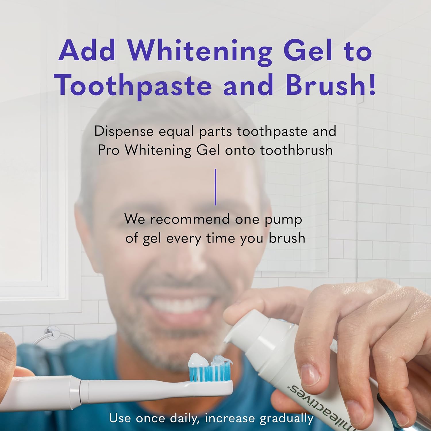 Smileactives Teeth Whitening Gel Hydrogen Peroxide for All Toothpaste 3.8oz | Removes Coffee Stains & Discoloration, 90-Day Supply, Whiter Smile in Days