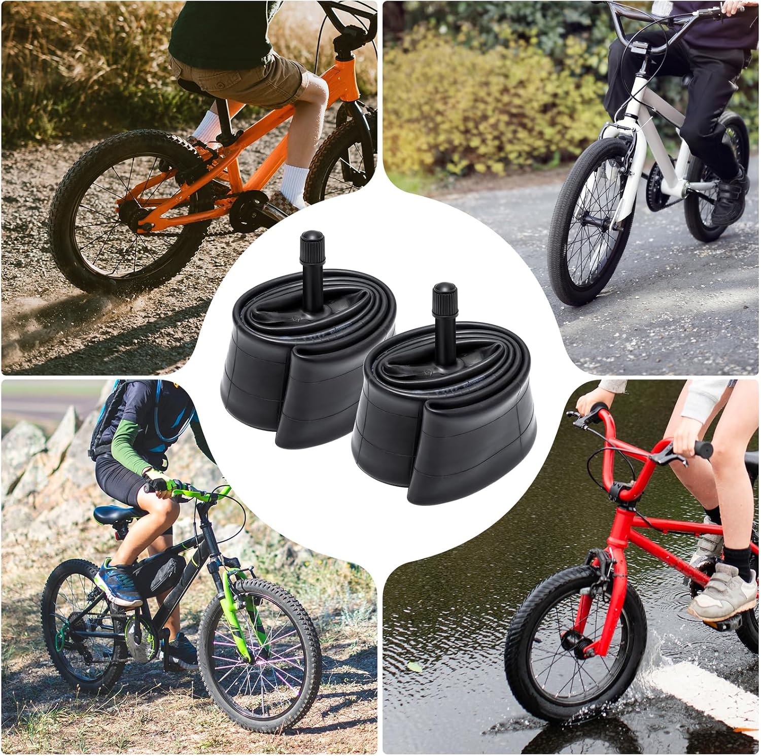 YUNSCM 2-PCS 18'' Bike Tubes 18x1.50/1.95-1.75/2.25 Heavy Duty 18" Bicyle Tubes Schrader Valve for 18x1.50/1.75/1.95/2.125/2.20/2.25 Bike Bicycle