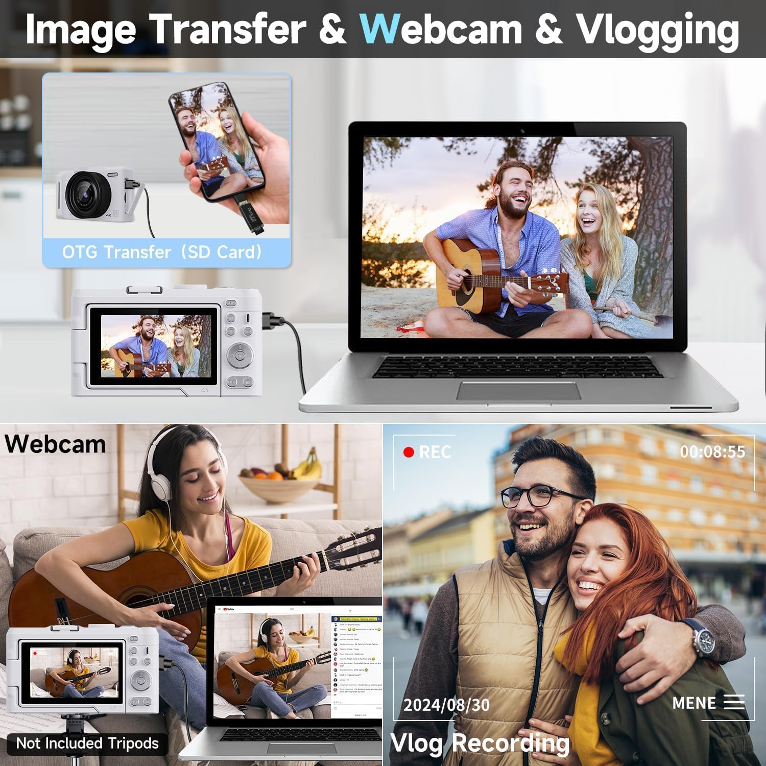 4K Digital Camera for Photography, 3" 180° Flip Screen with 64GB Card | 50MP Vlogging Camera, 4K Video Recording, 18X Digital Zoom, Built-In Flash, Compact Travel Size, Great For Teens & Beginner