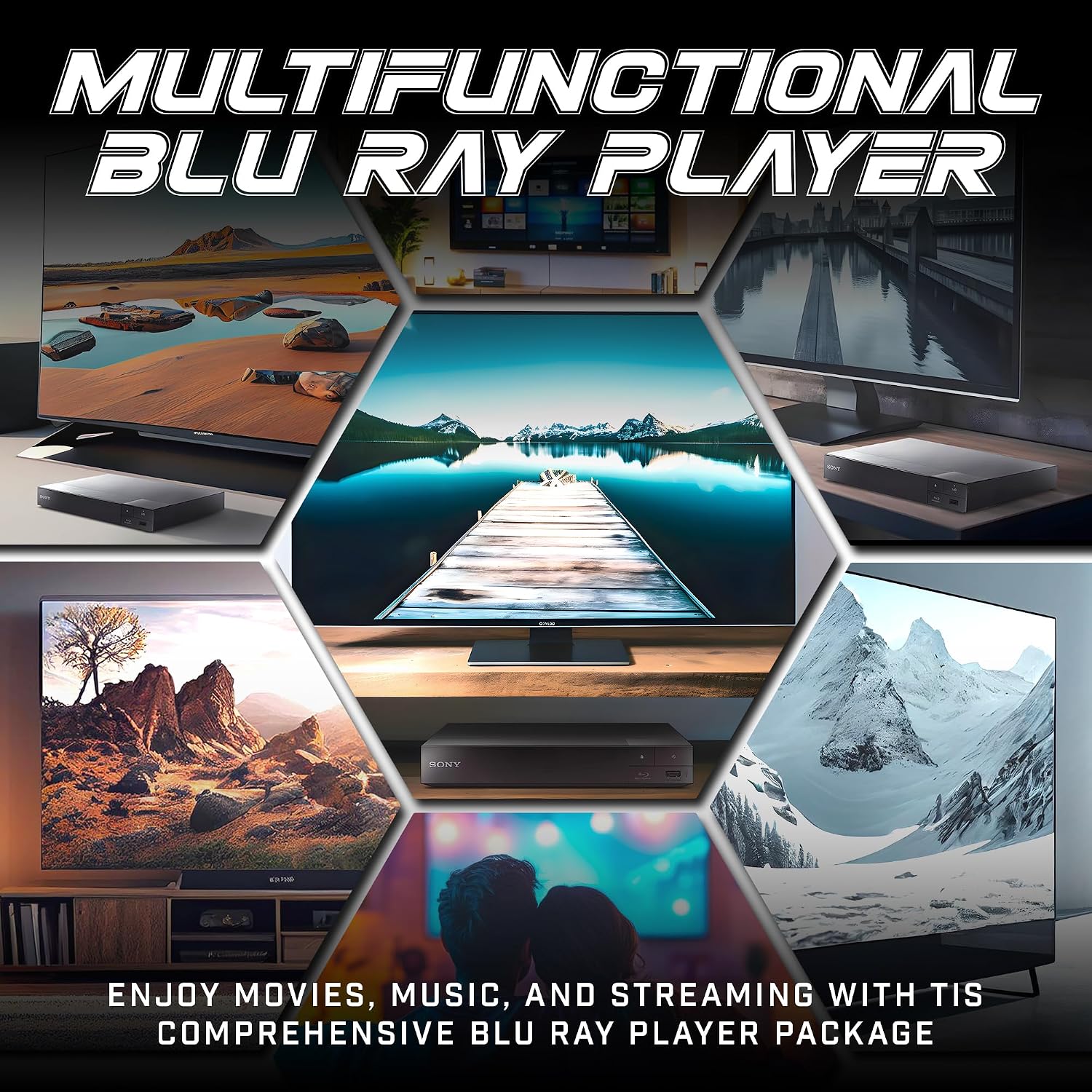 Region Free Blu-ray Player Compatible with Sony BDP-S1700 Multi Region Code Free | Blu-ray Regions A, B, C | DVD Regions 0-8 with Dynastar 6FT HDMI Bundle