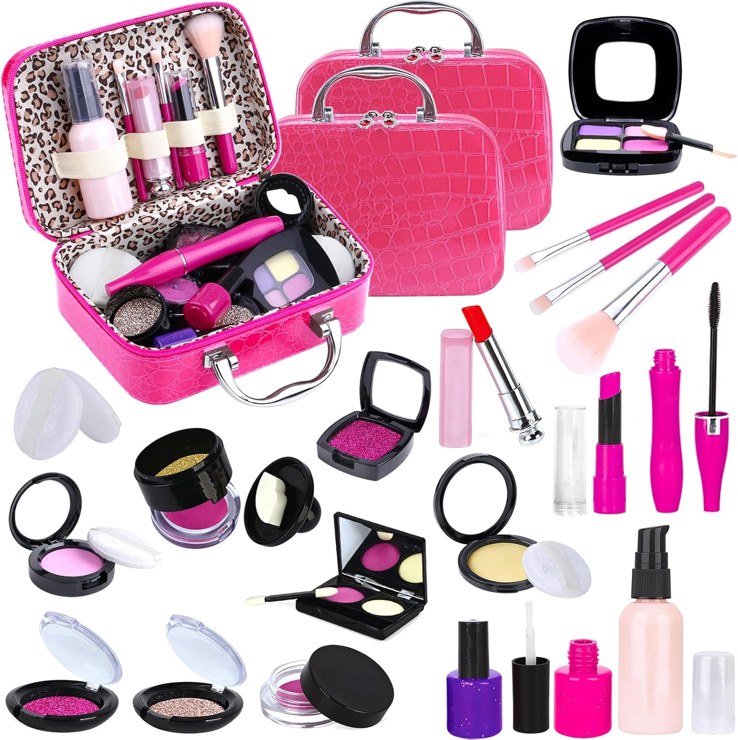TEPSMIGO Pretend Makeup Kit for Girls, Kids Pretend Play Makeup Set - with Cosmetic Bag for Birthday Christmas