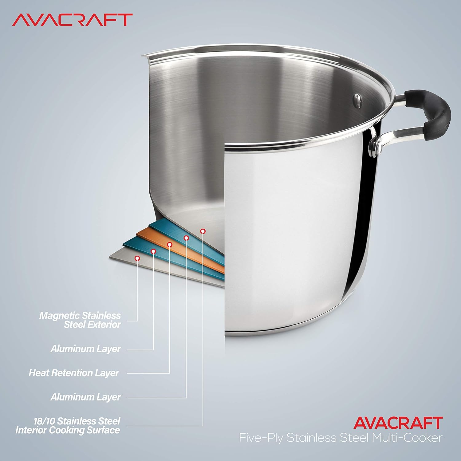 AVACRAFT 7 Quart 18/10 Stainless Steel 4 Piece Pasta Pot Set