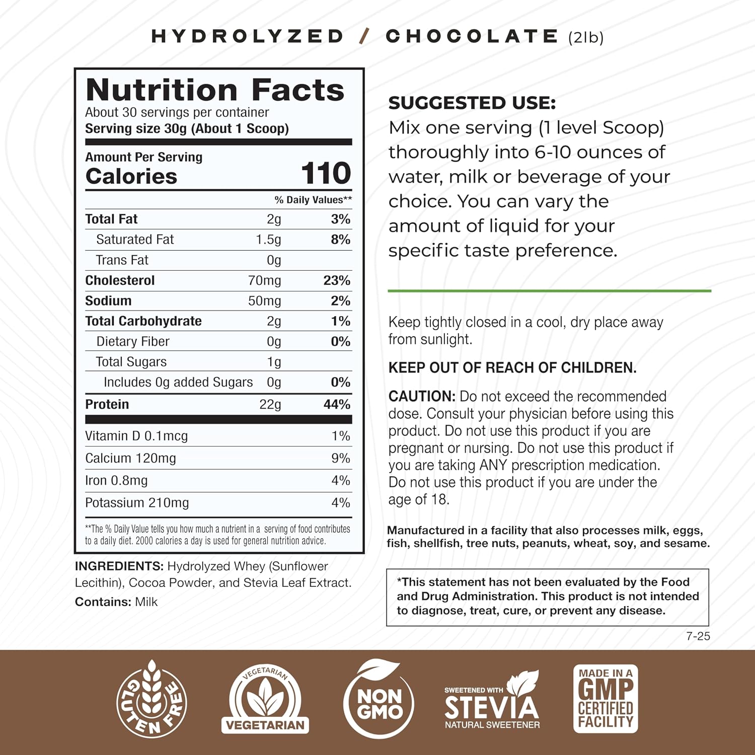 Muscle Feast Grass Fed Hydrolyzed Whey Protein Powder, Chocolate (2lb) | All Natural Hormone-Free, Hydro Whey Powder for Men and Women, Clean, Non-GMO, Delicious Hydrolyzed Protein Powder
