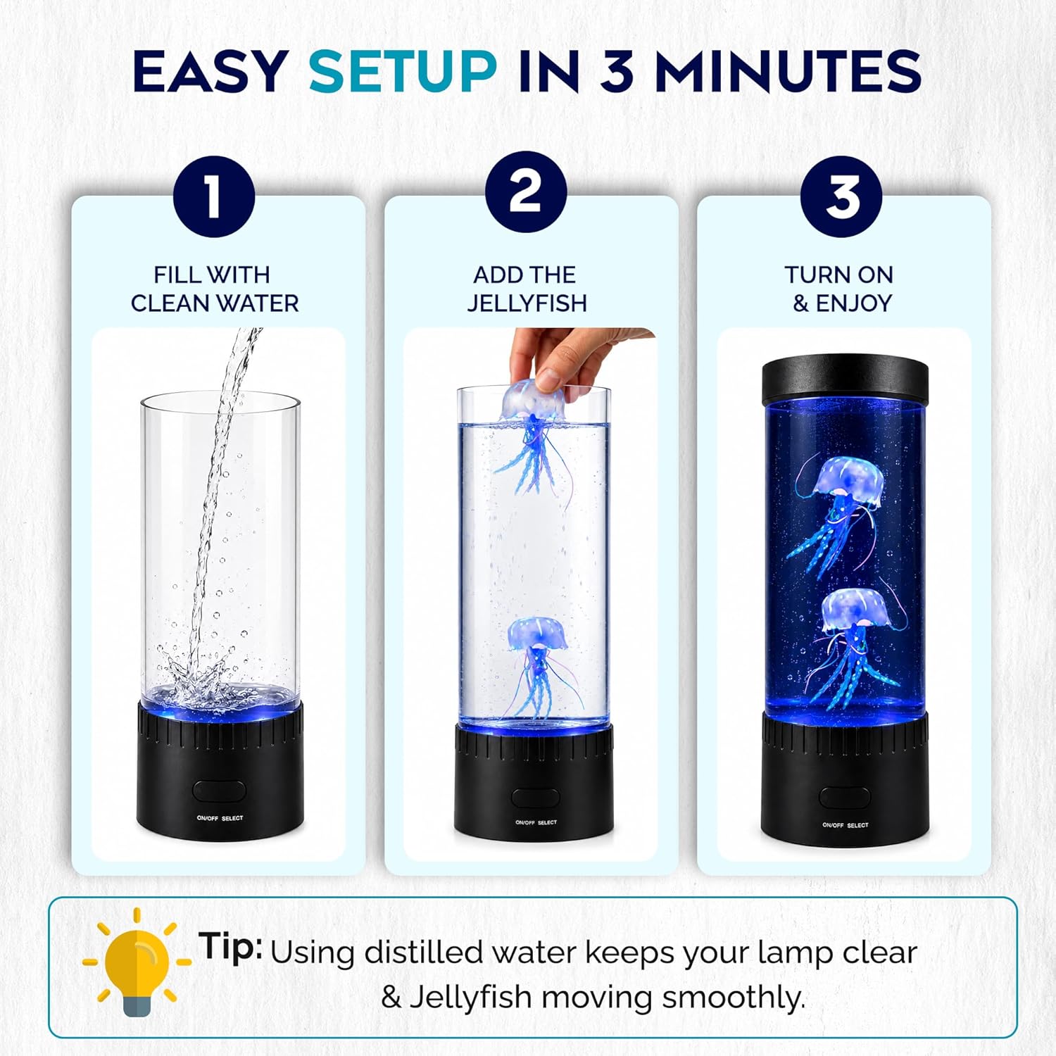 Brewish Jellyfish Lamp, 16 Color Options, 4 Mode Lifelike Jellyfish Aquarium, Electric Jellyfish LED Night Light, Fake Aquarium, Home Decor