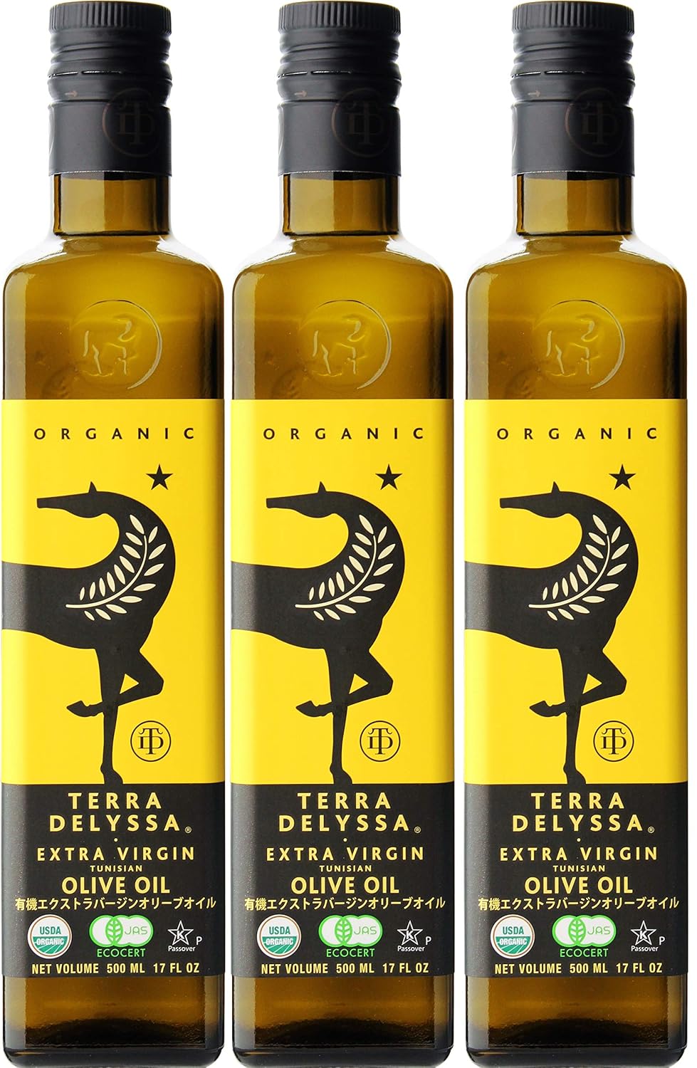 Terra Delyssa First Cold Pressed Organic Extra Virgin Olive Oil, Single Sourced, 500 ML (17 fl. oz) Dark Glass Bottle - 3 Pack, Non-GMO, Naturally Rich in Antioxidants and Polyphenols