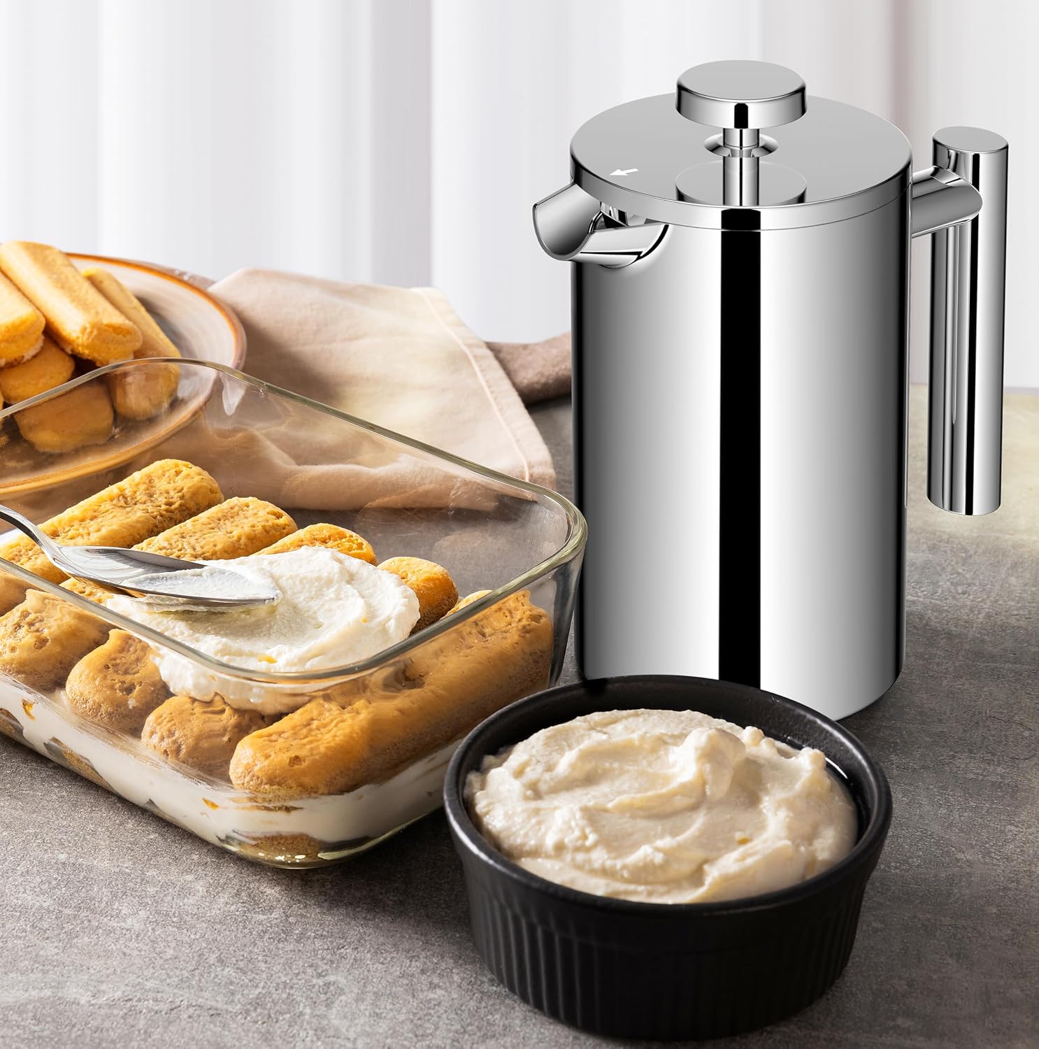 Black French Press Stainless Steel 34oz