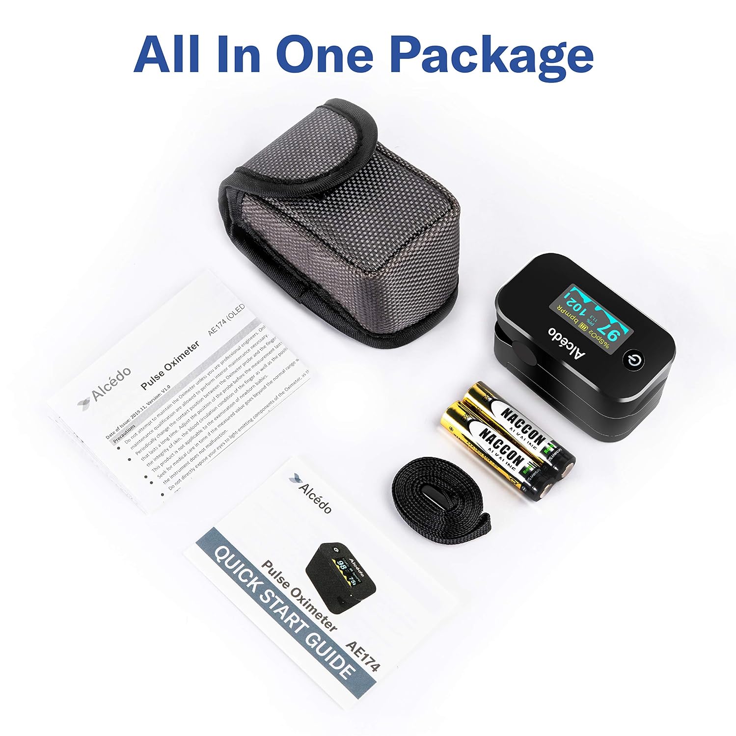 Alcedo Pulse Oximeter Fingertip, SpO2 & Heart Rate Monitor