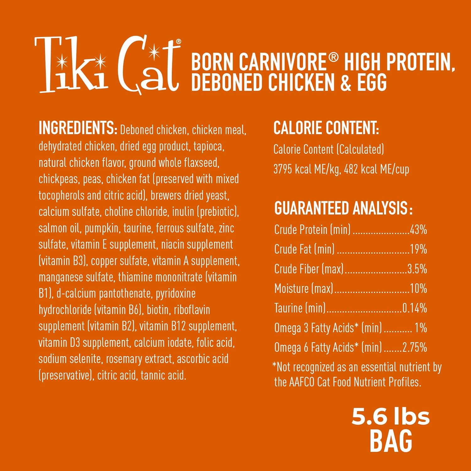 Tiki Cat Born Carnivore Dry Cat Food, Deboned Chicken & Egg, 2.8 lbs. Bag