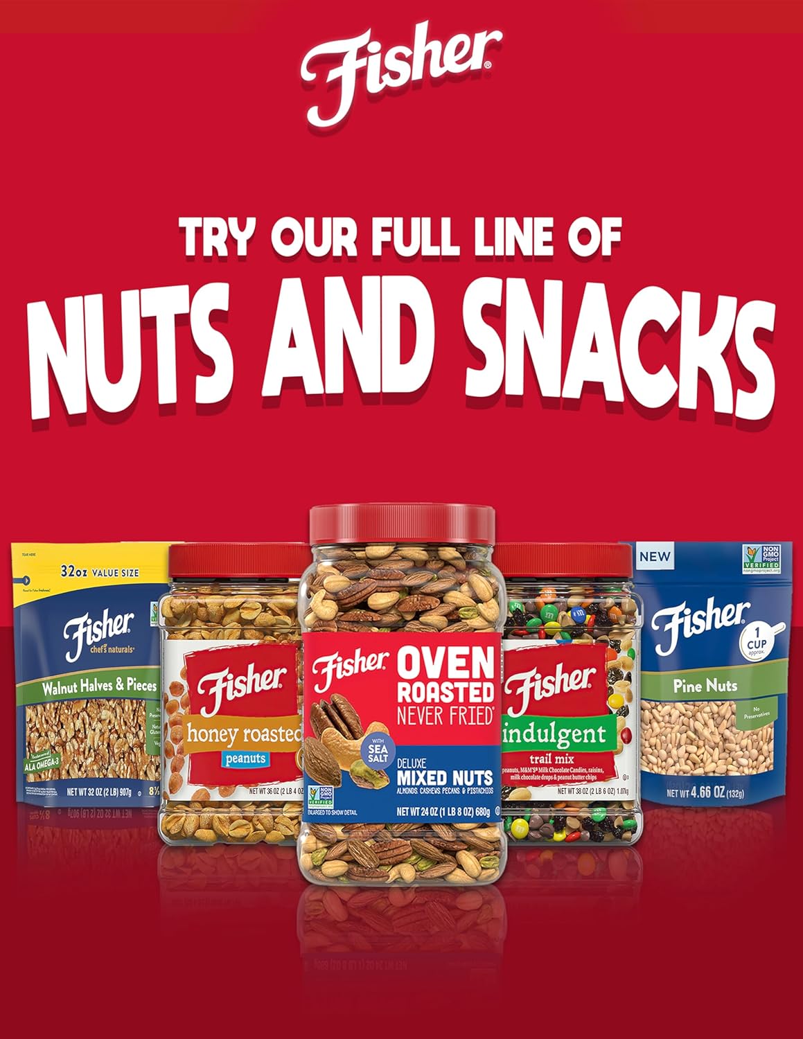 Fisher Oven Roasted Never Fried Deluxe Mixed Nuts, 24 Ounces