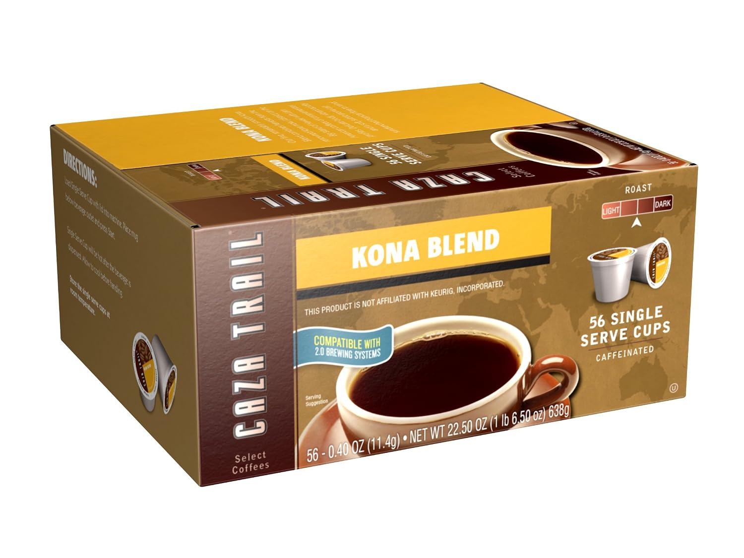Caza Trail Coffee, Kona Blend, 100 Single Serve Cups
