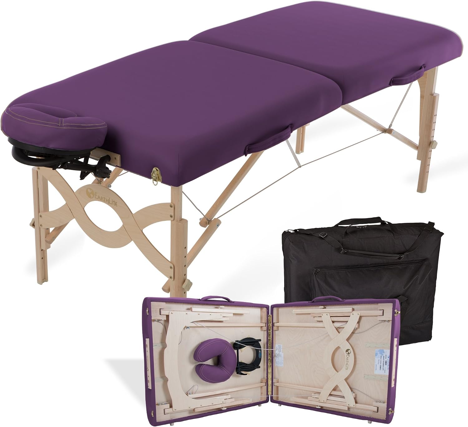 EARTHLITE Portable Massage Table Package AVALON – Reiki Endplate, Premium Flex-Rest Face Cradle & Strata Cushion, Carry Case (30”x73”)