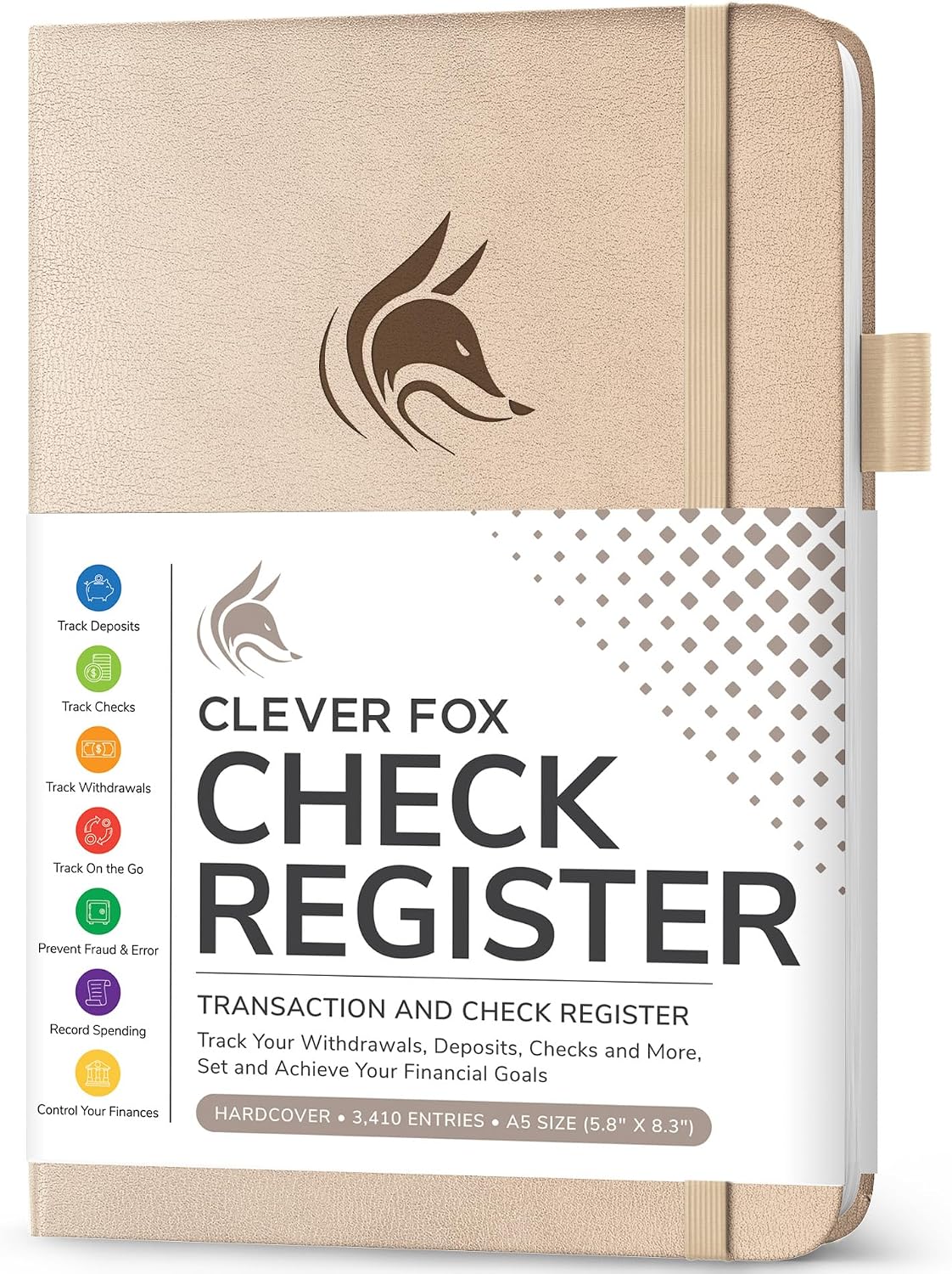 Clever Fox Check Register Book, Checkbook Ledger, 5.8x8.3 Purple