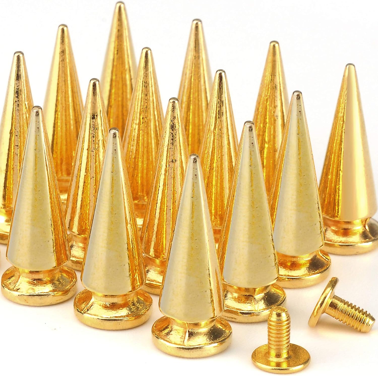 YORANYO 20 Sets 25MM Silver Color Metallic Spikes and Studs 1" Metal Bullet Cone Spikes Screw Back Large Punk Studs and Spikes for Clothing Shoes