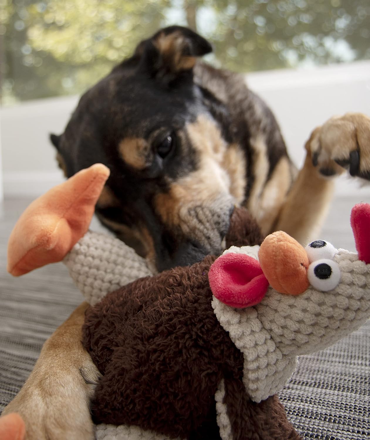 goDog Checkers Just for Me Skinny Cow Squeaky Plush Dog Toy, Chew Guard Technology - White, Mini