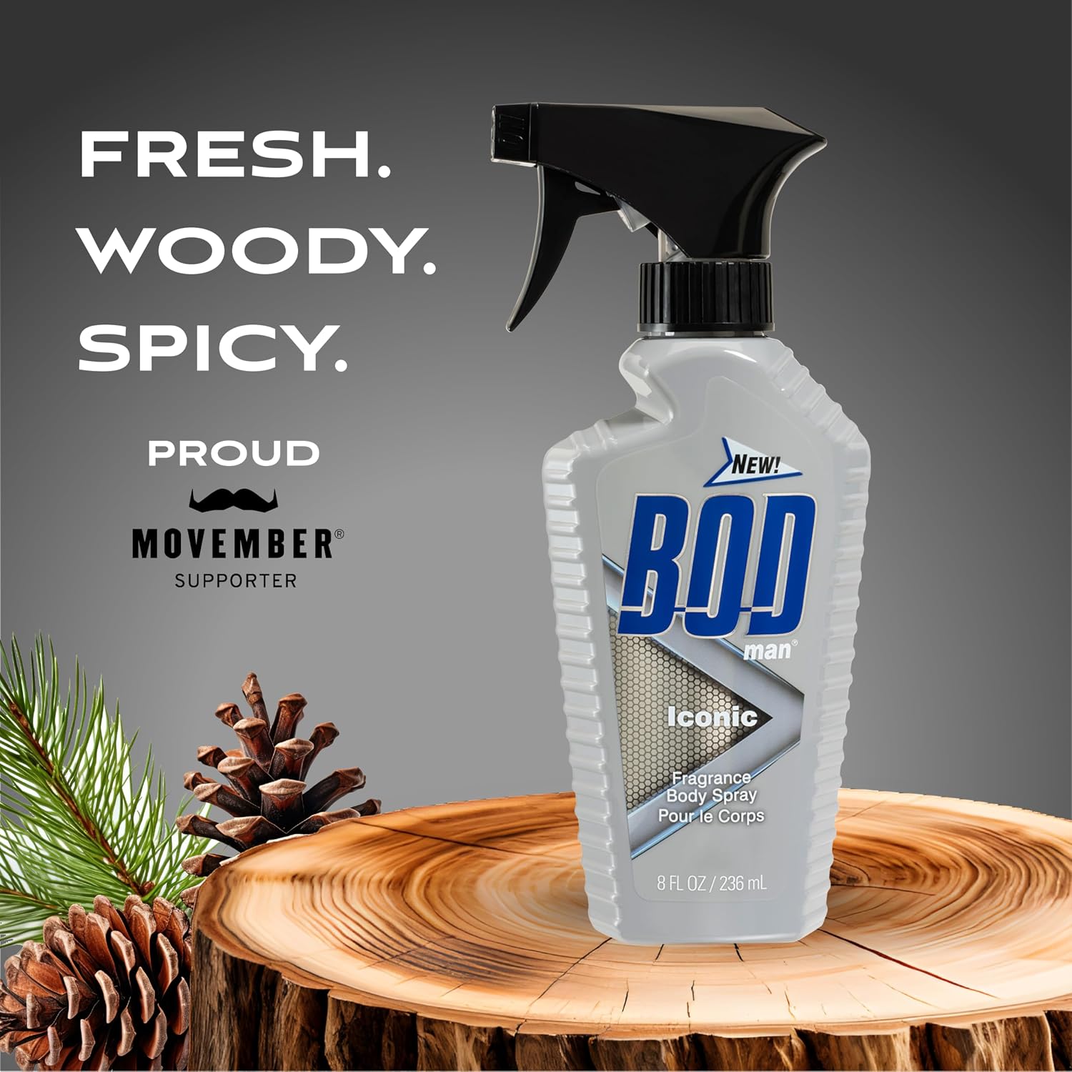 BOD man Fragrance Body Spray, Fresh Blue Musk, 8 fl oz