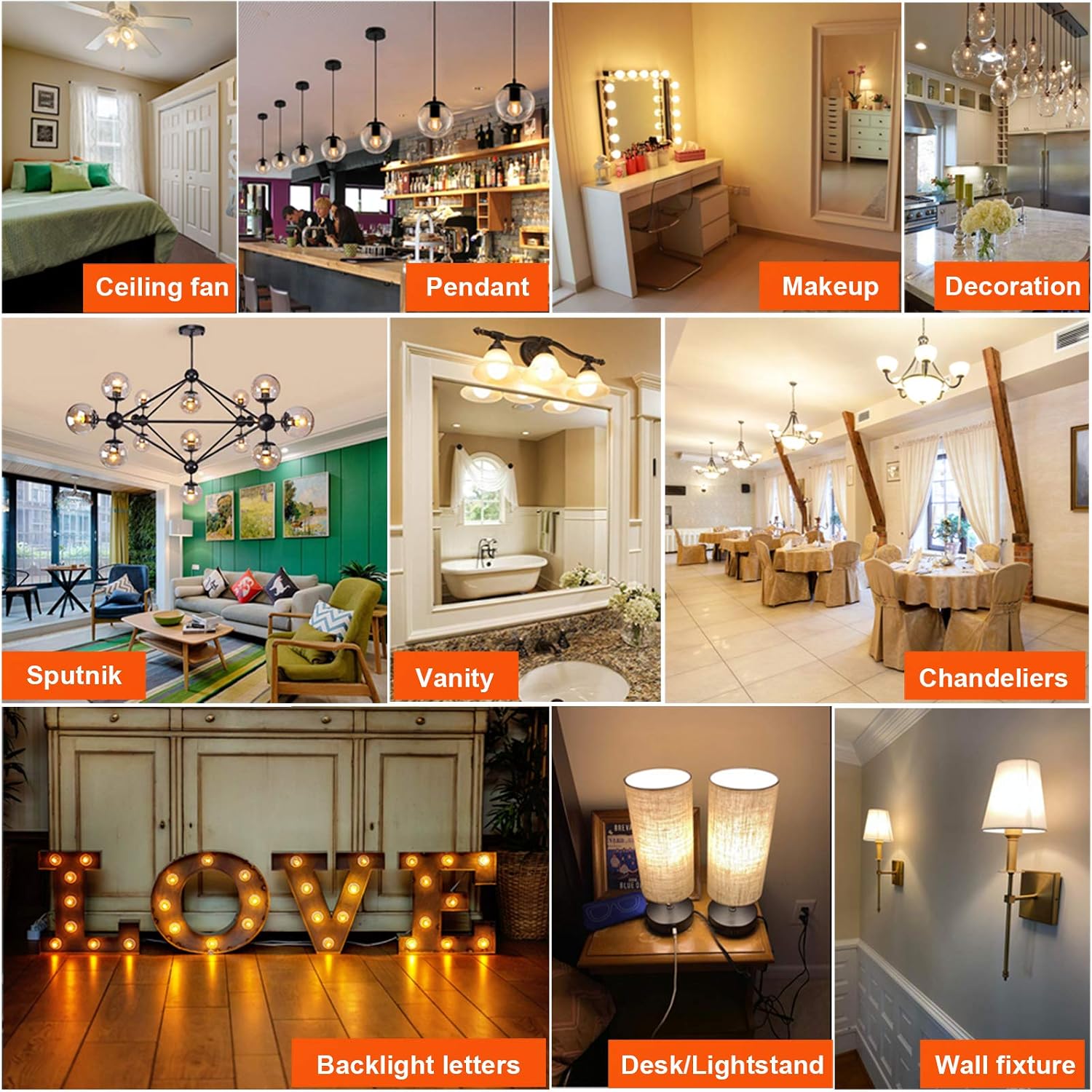 Litehistory e12 led bulb dimmable g16.5 Light Bulb 4W Equal 40 Watt 400lm AC120V e12 Candelabra Bulb 40 Watt for Chandeliers,Ceiling Fan,Vanity Warm White 2700K Globe candelabra Light Bulb 6Pack