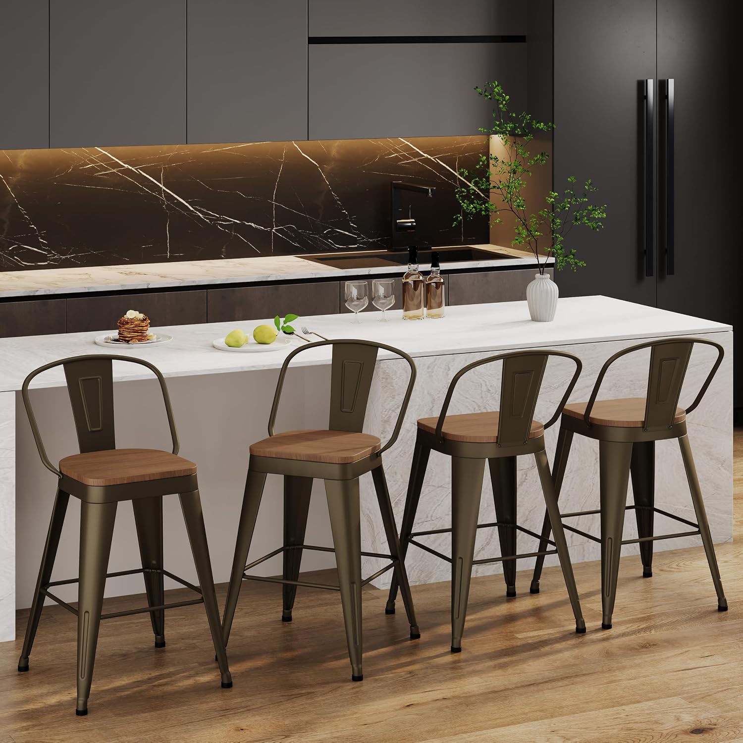 Aklaus Metal Bar Stools Set of 4