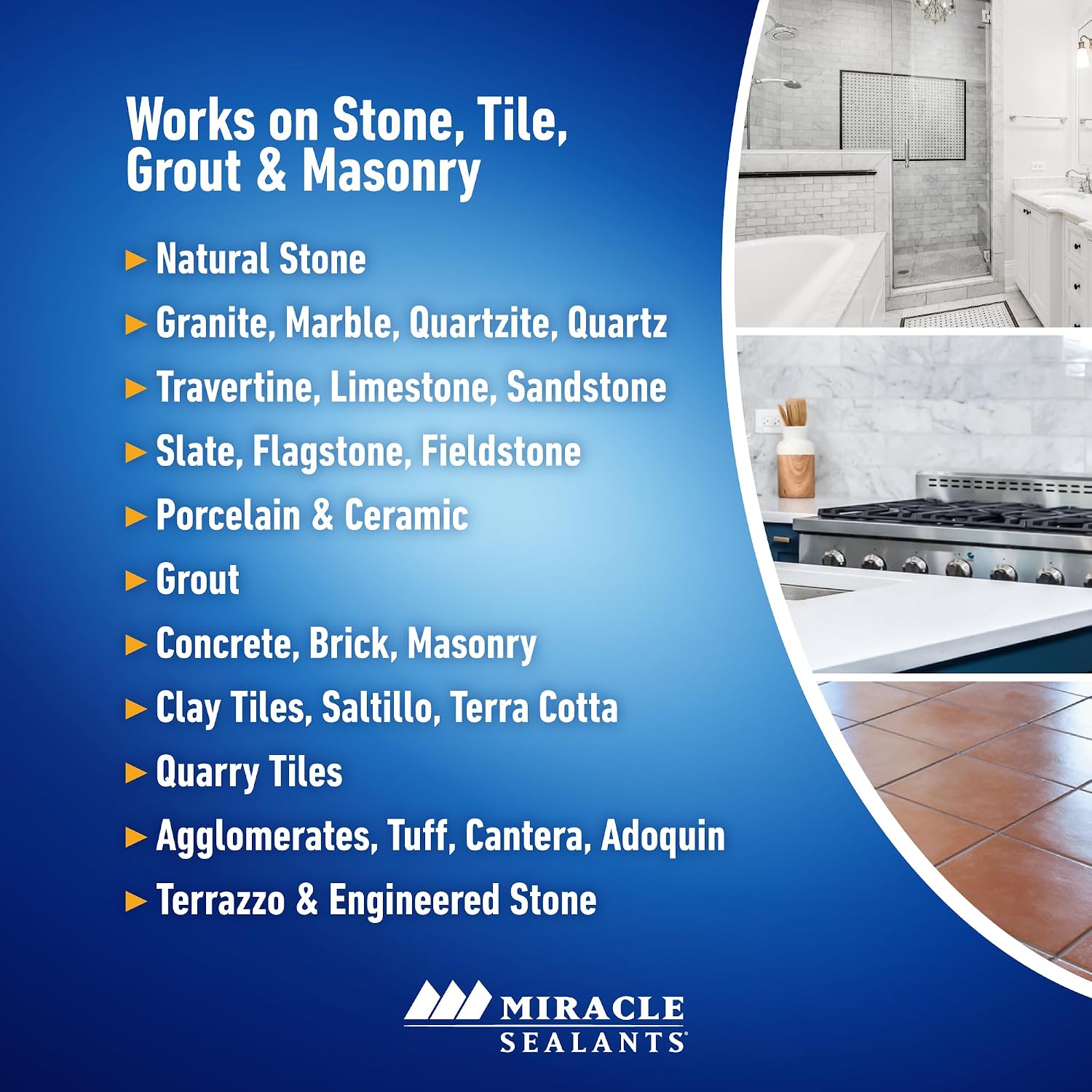 Miracle Sealants 511 Impregnator Penetrating Stone & Tile Sealer, Pint | Penetrating sealer for no-sheen stain, water & oil protection for granite, stone, tile, masonry & grout. Dries invisible.