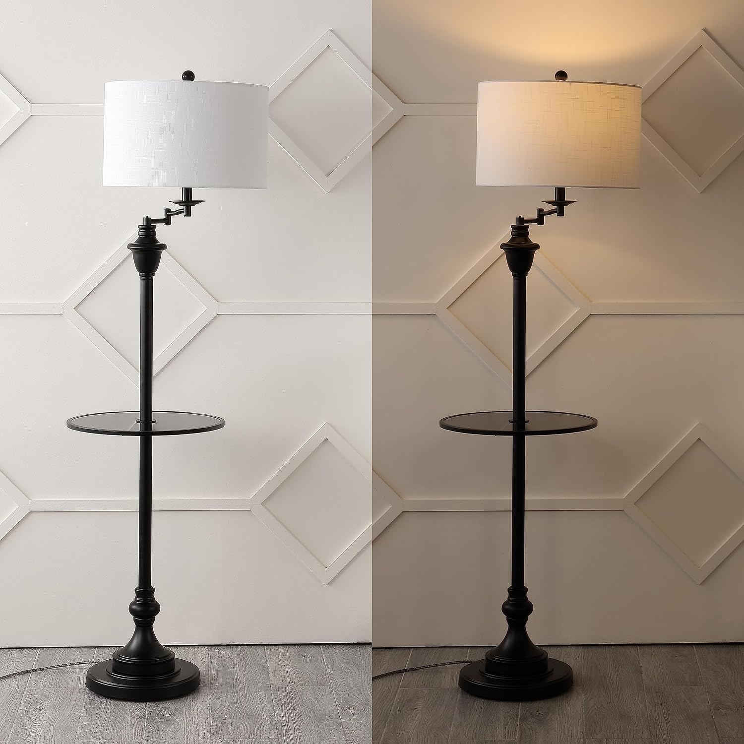 JONATHAN Y Cora 60" Metal Swing Arm Floor Lamp, Oil Rubbed Bronze/Clear