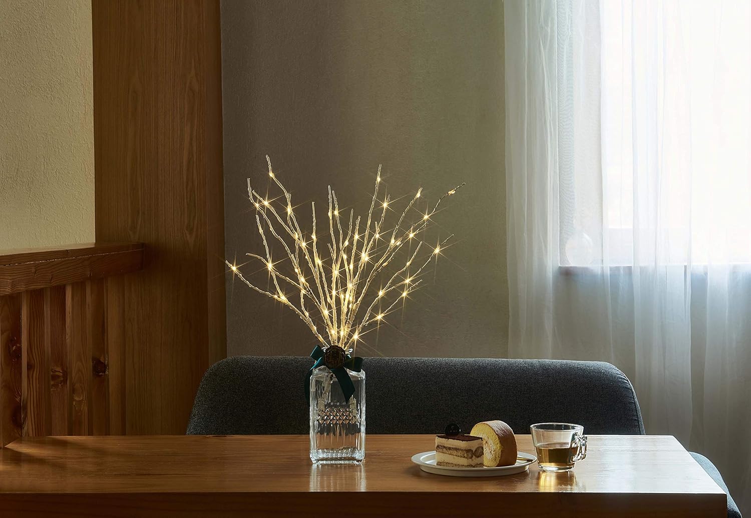 Fudios Lighted Branches with Timer 70 LED Fairy Lights 18in Battery Operated, Willow Branches with Lights for Vase Christmas Holiday Home Decor