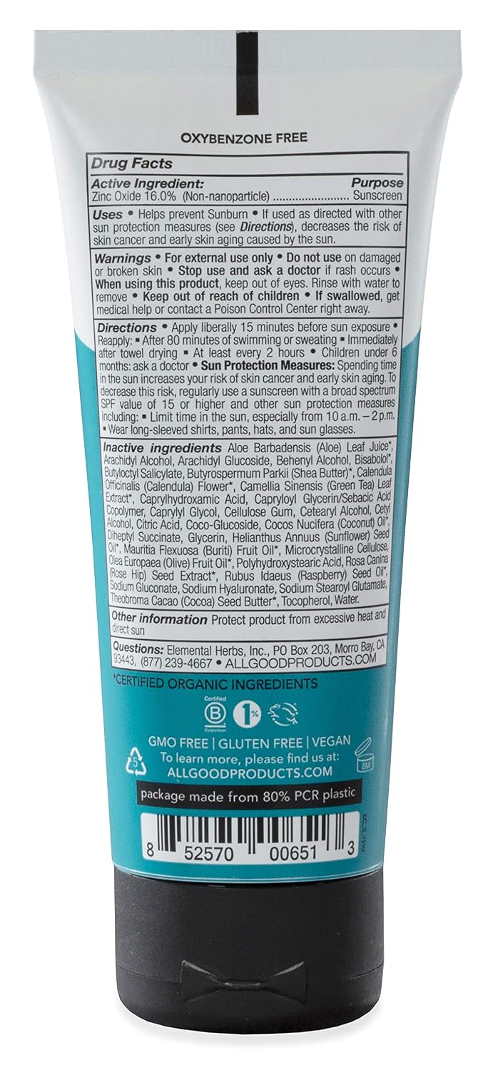 All Good Sunscreen - Sport Mineral Sunscreen Lotion, Reef Friendly, SPF 30+ for Face & Body, Water & Sweat Resistant (3 oz)