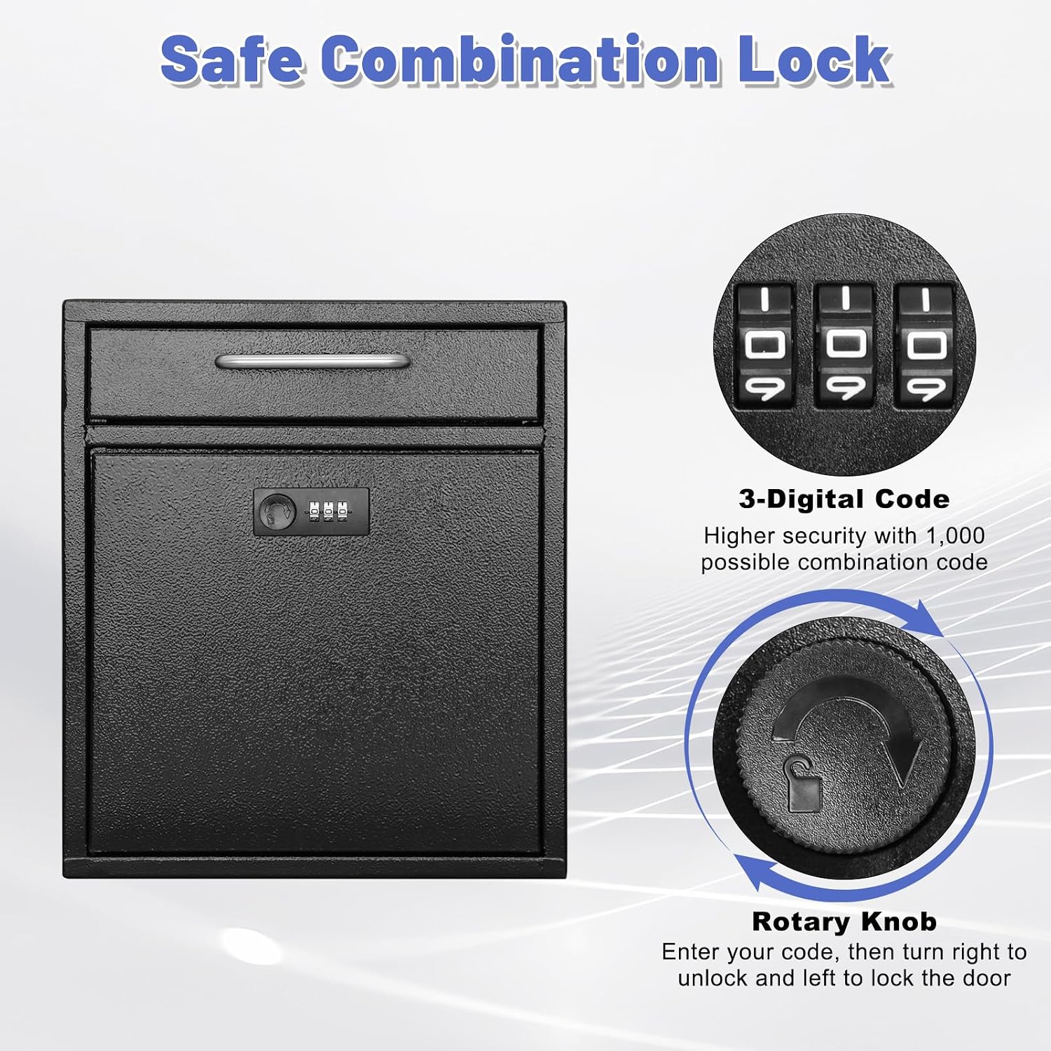 KYODOLED Steel Key Lock Mail Boxes Outdoor, Locking Wall Mount Mailbox, Security Lock Drop Box, Collection Boxes for Home, Office or Commercial,16.2H x 11.2L x 4.6W Inches, Black X Large