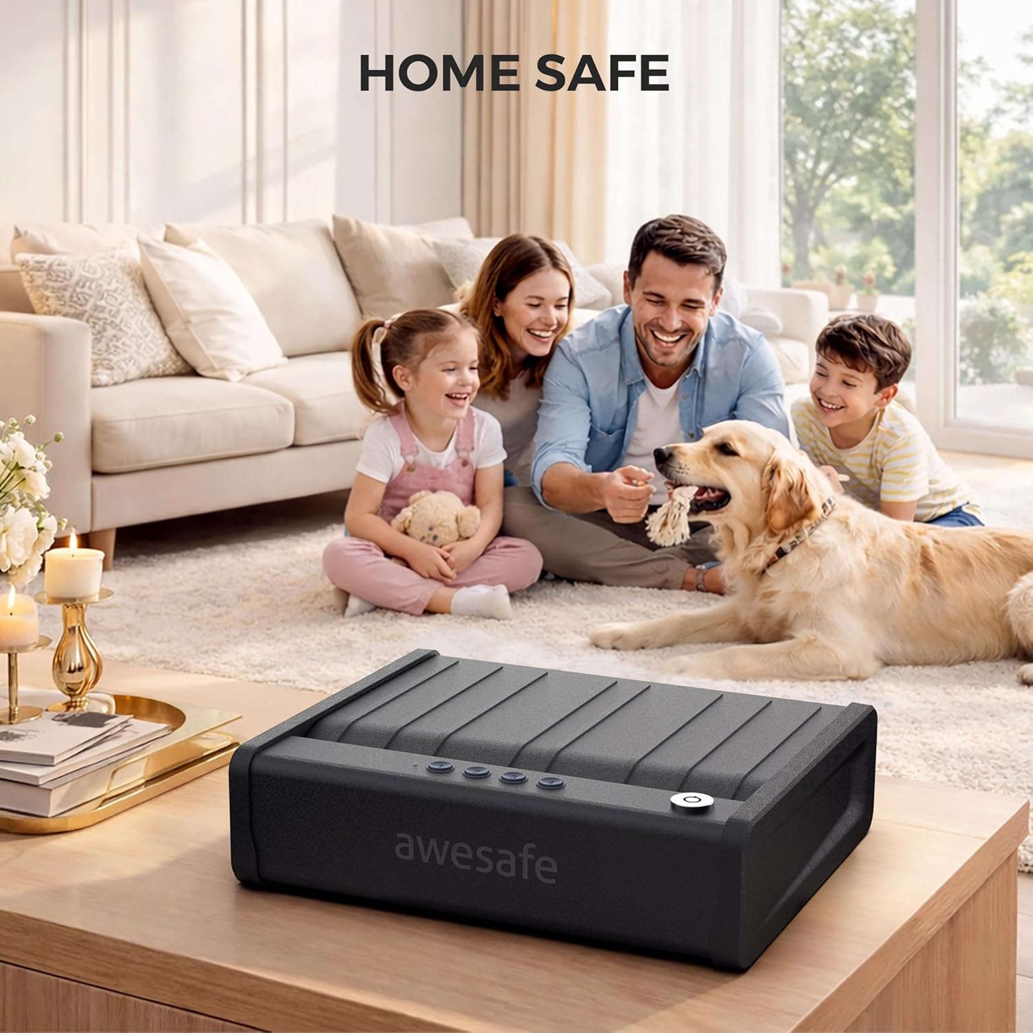 awesafe Biometric Gun Safe for Pistol, 3 Ways Quick Access with Fingerprint Digital PIN Key