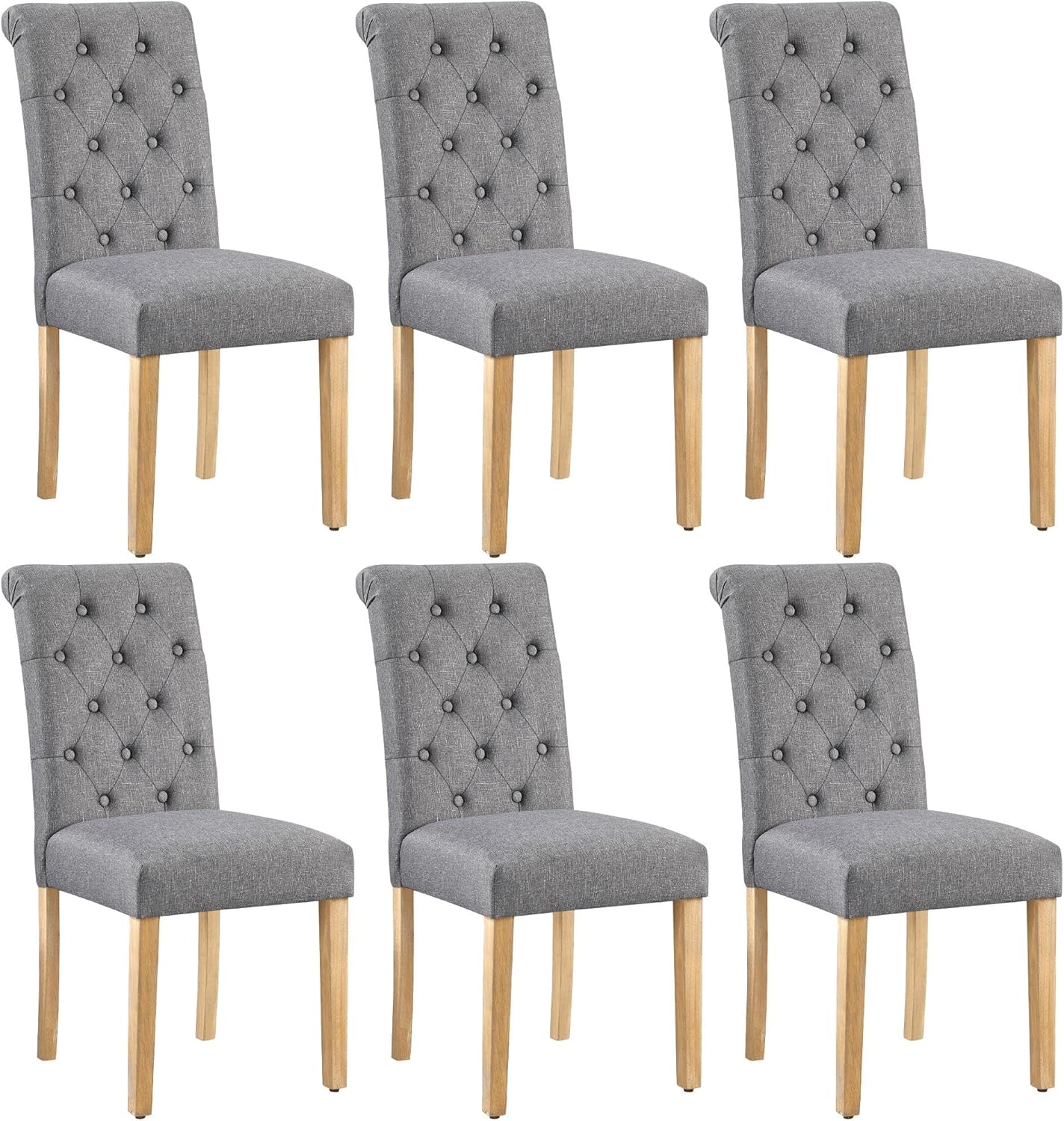 Yaheetech Dining Chairs Set of 2 Modern Upholstered Parson Chairs Dark Gray
